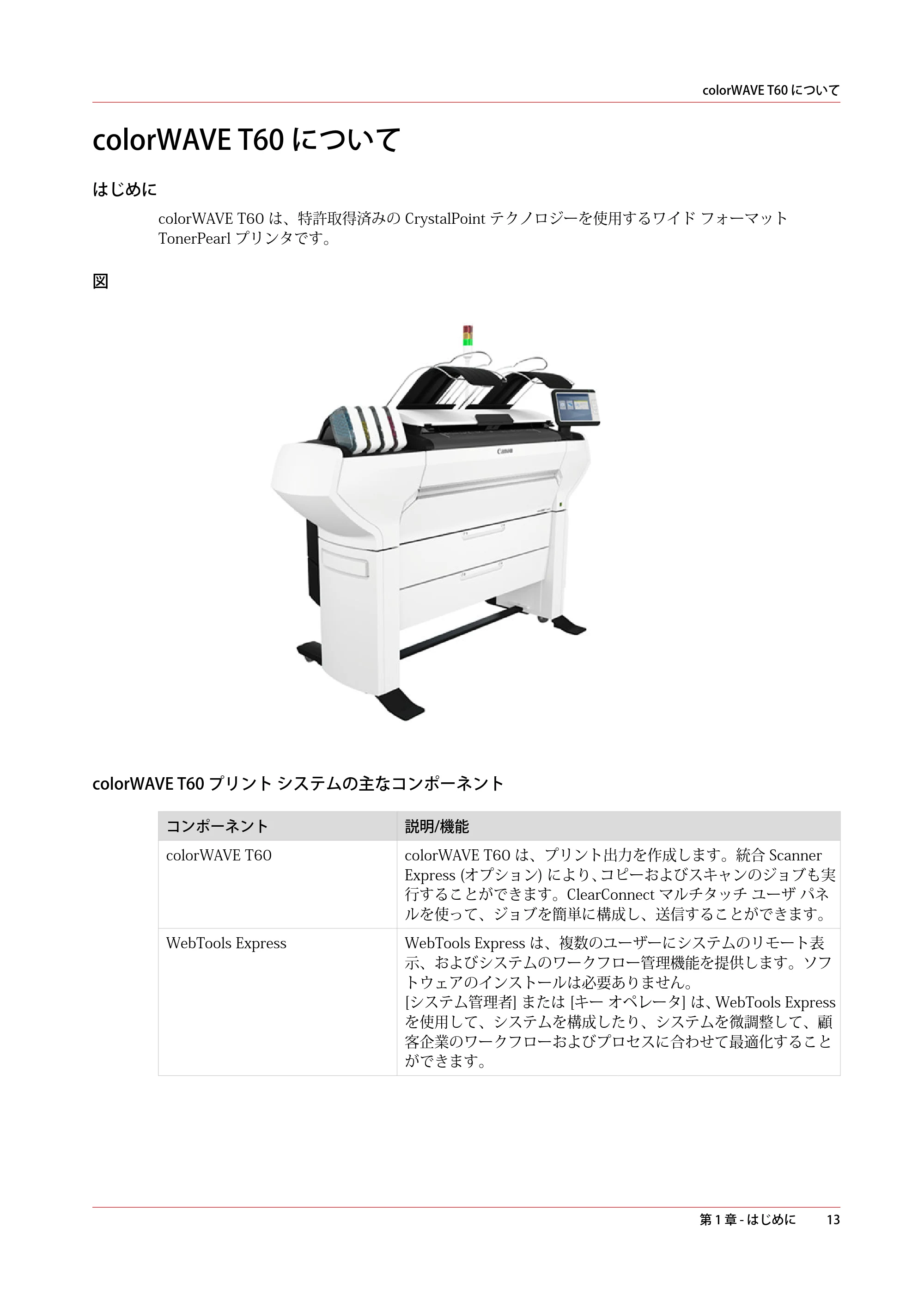 キヤノン colorWAVE T60 操作ガイド 2024年9月6日掲載 （PDF形式／23.84Mバイト） — colorWAVE T60 について — 原本ページ — 13ページ
