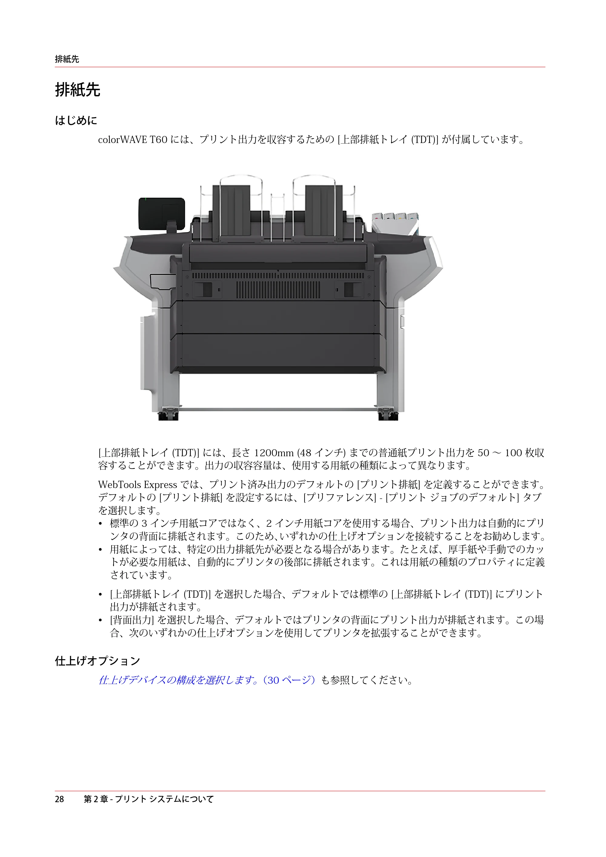 キヤノン colorWAVE T60 操作ガイド 2024年9月6日掲載 （PDF形式／23.84Mバイト） — 排紙先 — 原本ページ — 28ページ