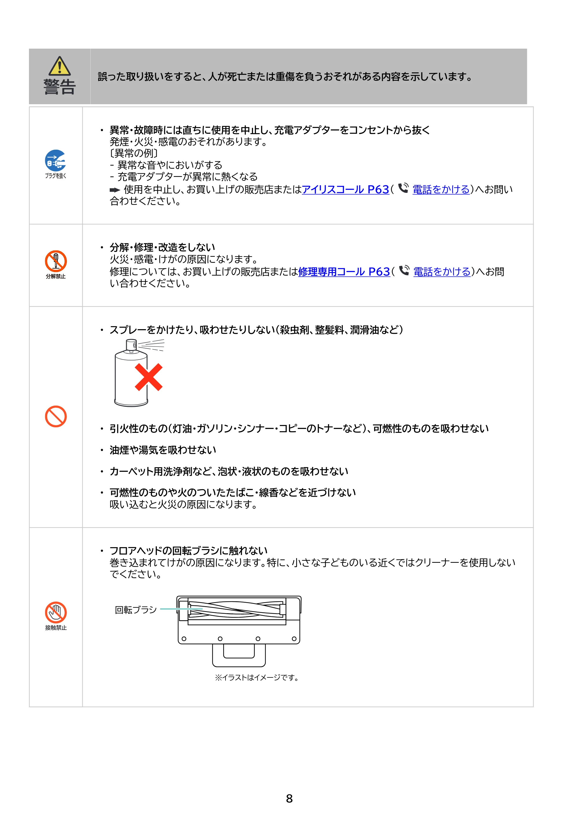 アイリスオーヤマ SCD-U2P 取扱説明書 — 原本ページ — 8ページ