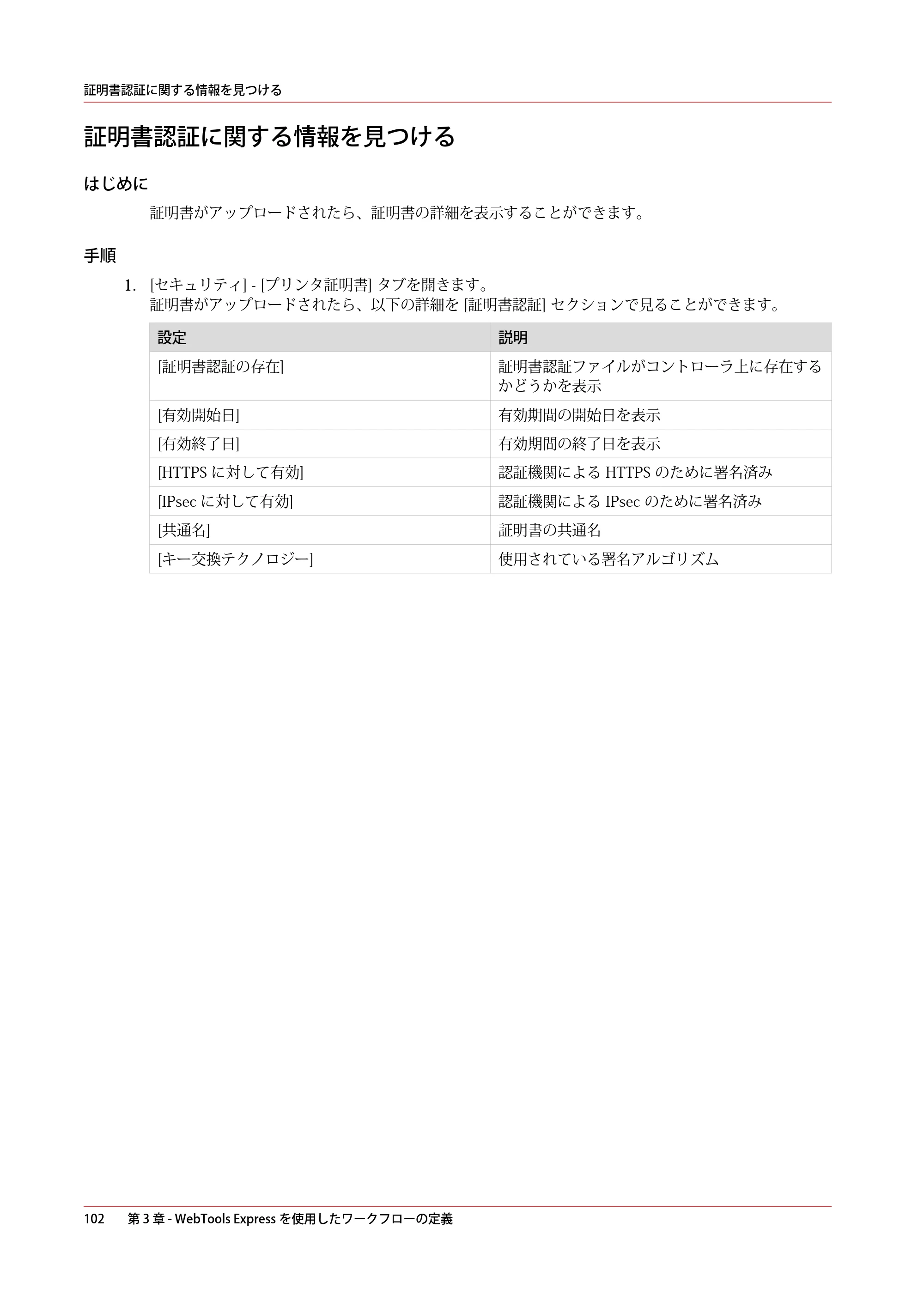 キヤノン ColorWave 3600 操作ガイド 2021年10月2日掲載 （PDF形式／20.61Mバイト） — 証明書認証に関する情報を見つける — 原本ページ — 102ページ