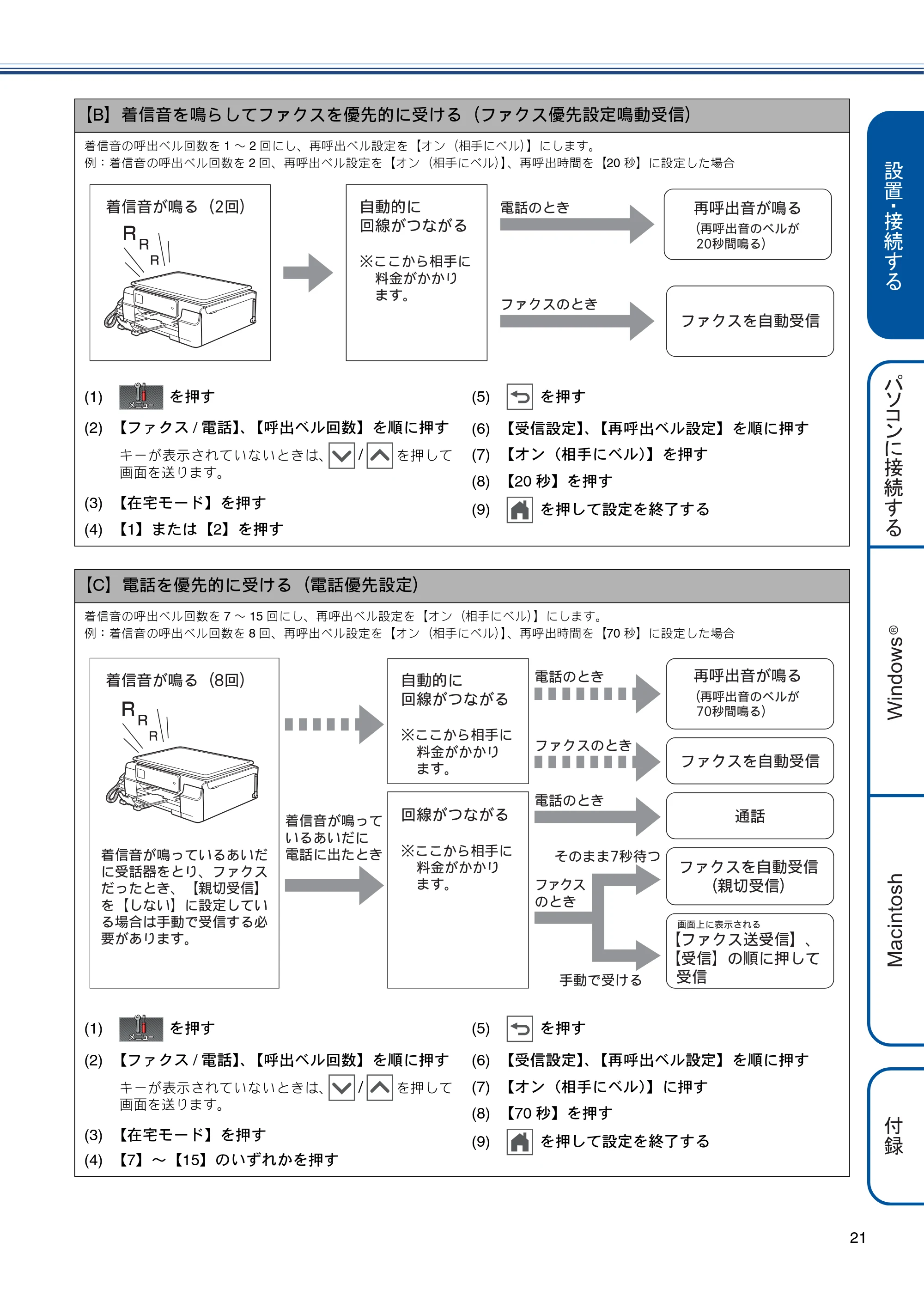 ブラザー MFC-J720D / MFC-J720DW かんたん設置ガイド — 原本ページ — 21ページ