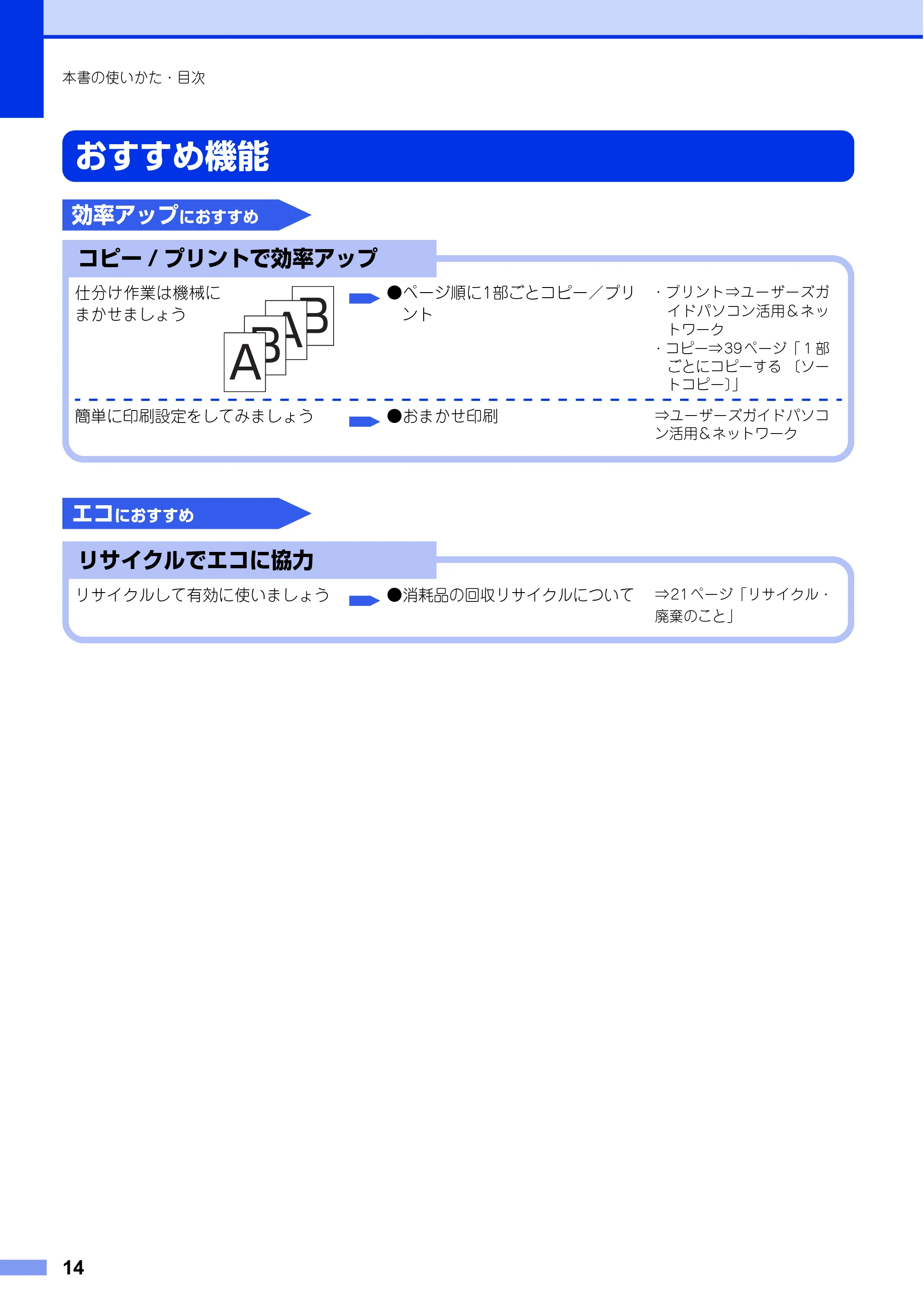 ブラザー DCP-L2520D / DCP-L2540DW ユーザーズガイド ～基本編～ — おすすめ機能 — 原本ページ — 14ページ