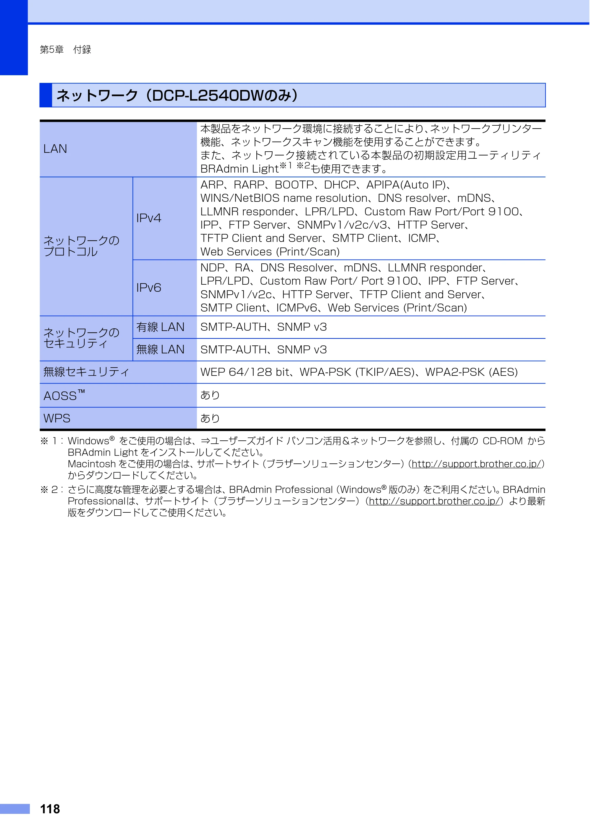 ブラザー DCP-L2520D / DCP-L2540DW ユーザーズガイド ～基本編～ — ネットワーク（DCP-L2540DWのみ） — 原本ページ — 118ページ