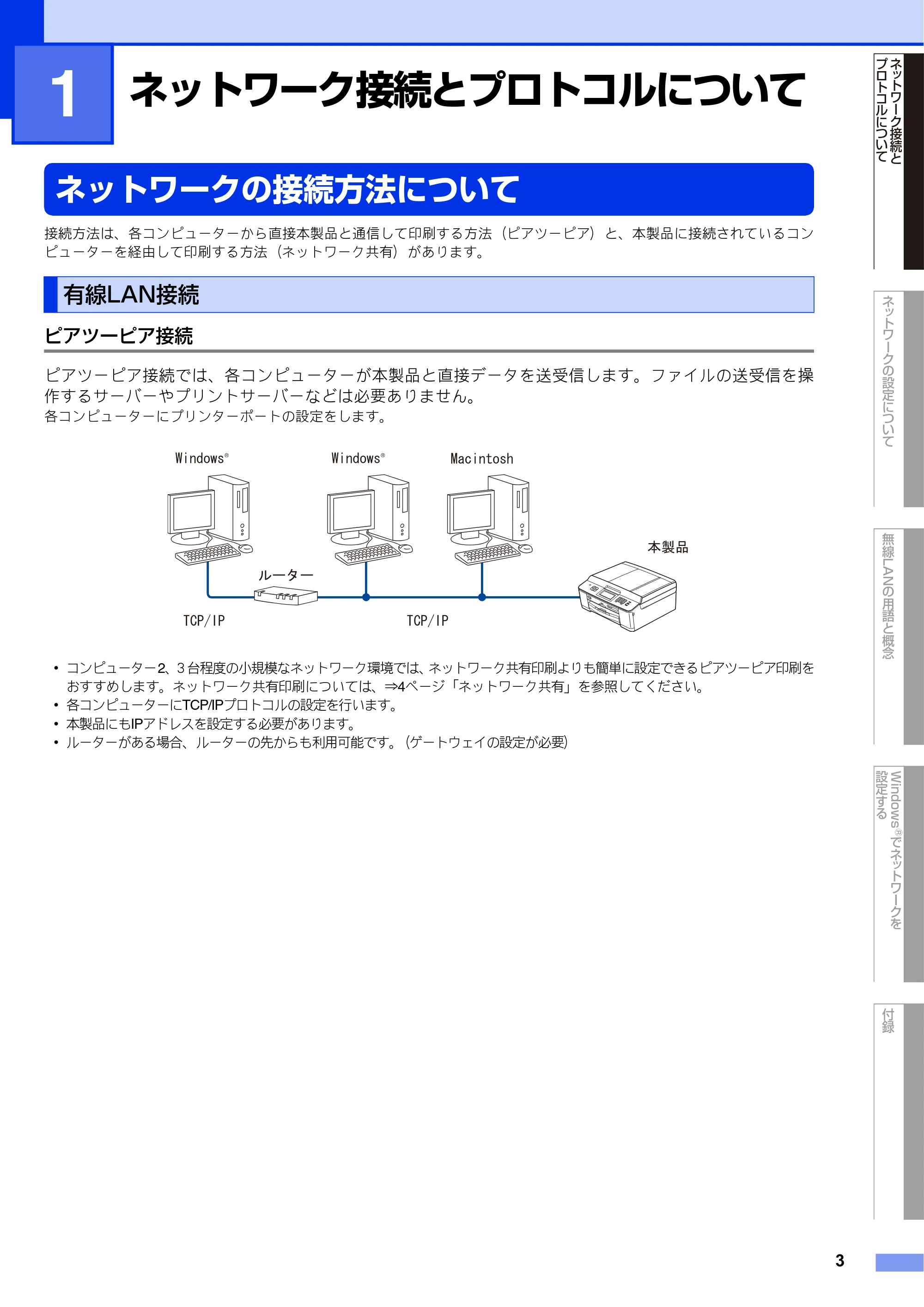 ブラザー DCP-J525N / DCP-J725N / DCP-J925N ユーザーズガイド ~ネットワーク知識編~ — 第1章 ネットワーク接続とプロトコルについて — 原本ページ — 4ページ