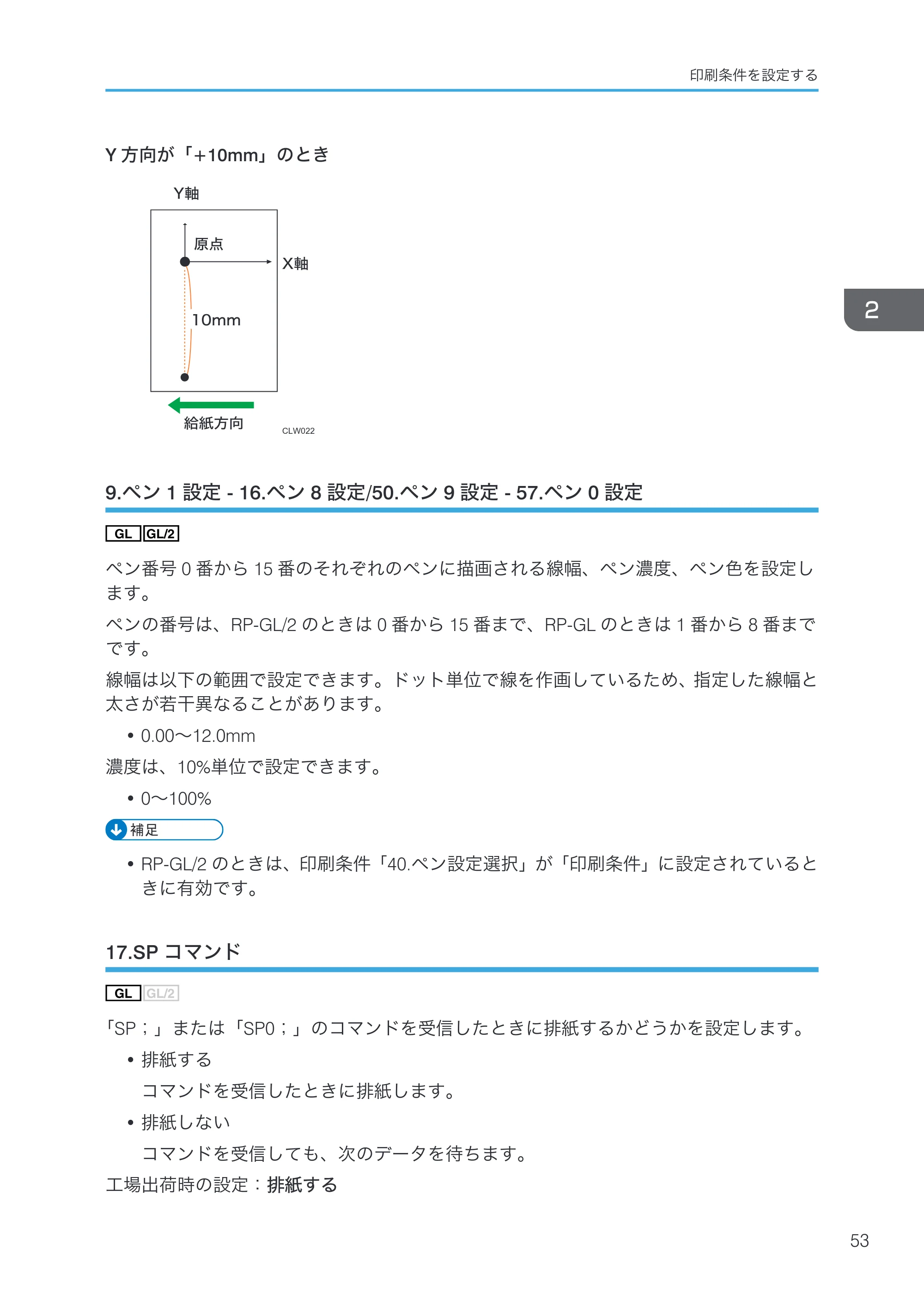 リコー RICOH MP W6700SP 使用説明書（RP-GL/2 & RTIFF） — 9.ペン1設定 - 16.ペン8設定/50.ペン9設定 - 57.ペン0設定 — 原本ページ — 55ページ