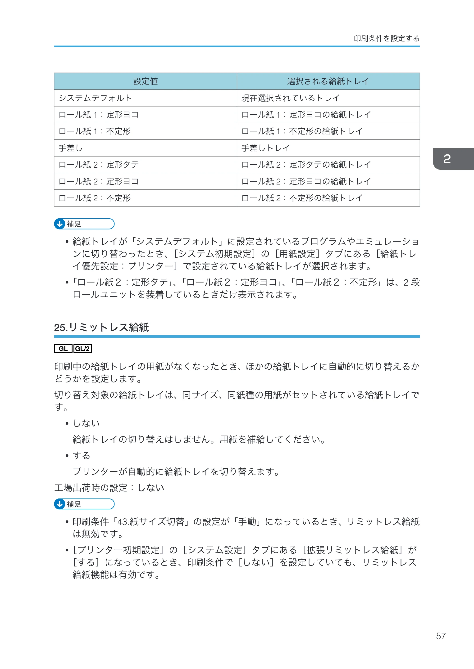 リコー RICOH MP W6700SP 使用説明書（RP-GL/2 & RTIFF） — 25.リミットレス給紙 — 原本ページ — 59ページ