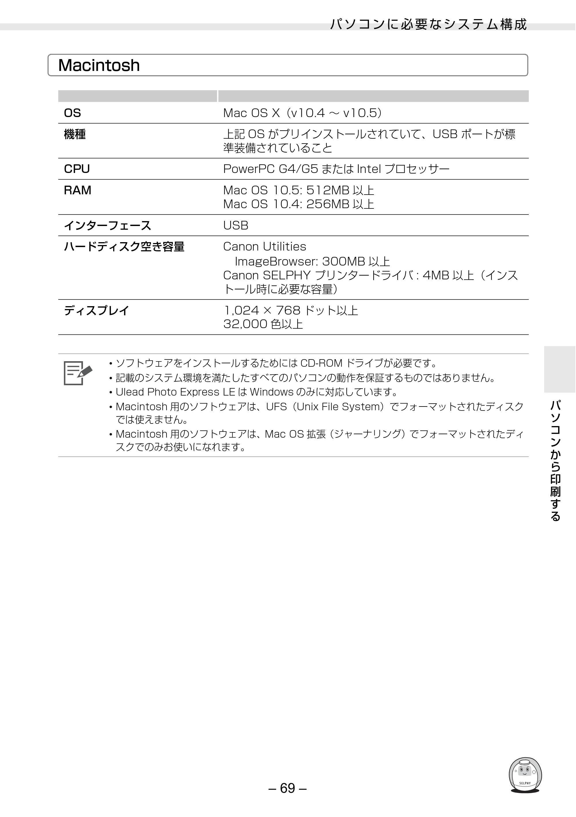 キヤノン SELPHY ES30 プリンターユーザーガイド （PDF形式／4.83Mバイト） — 原本ページ — 69ページ