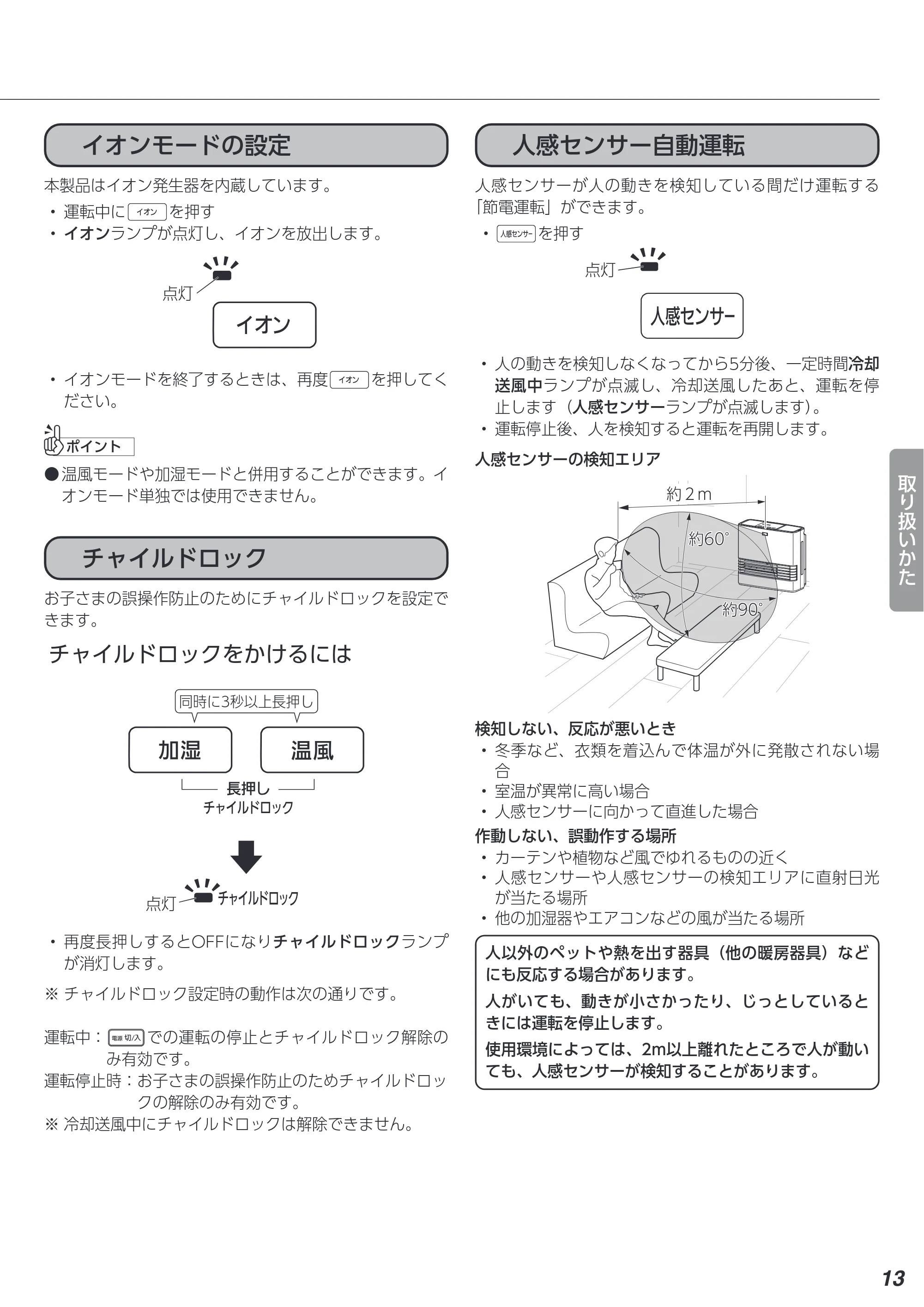 アイリスオーヤマ ACHHM12A-W 取扱説明書 — 原本ページ — 13ページ