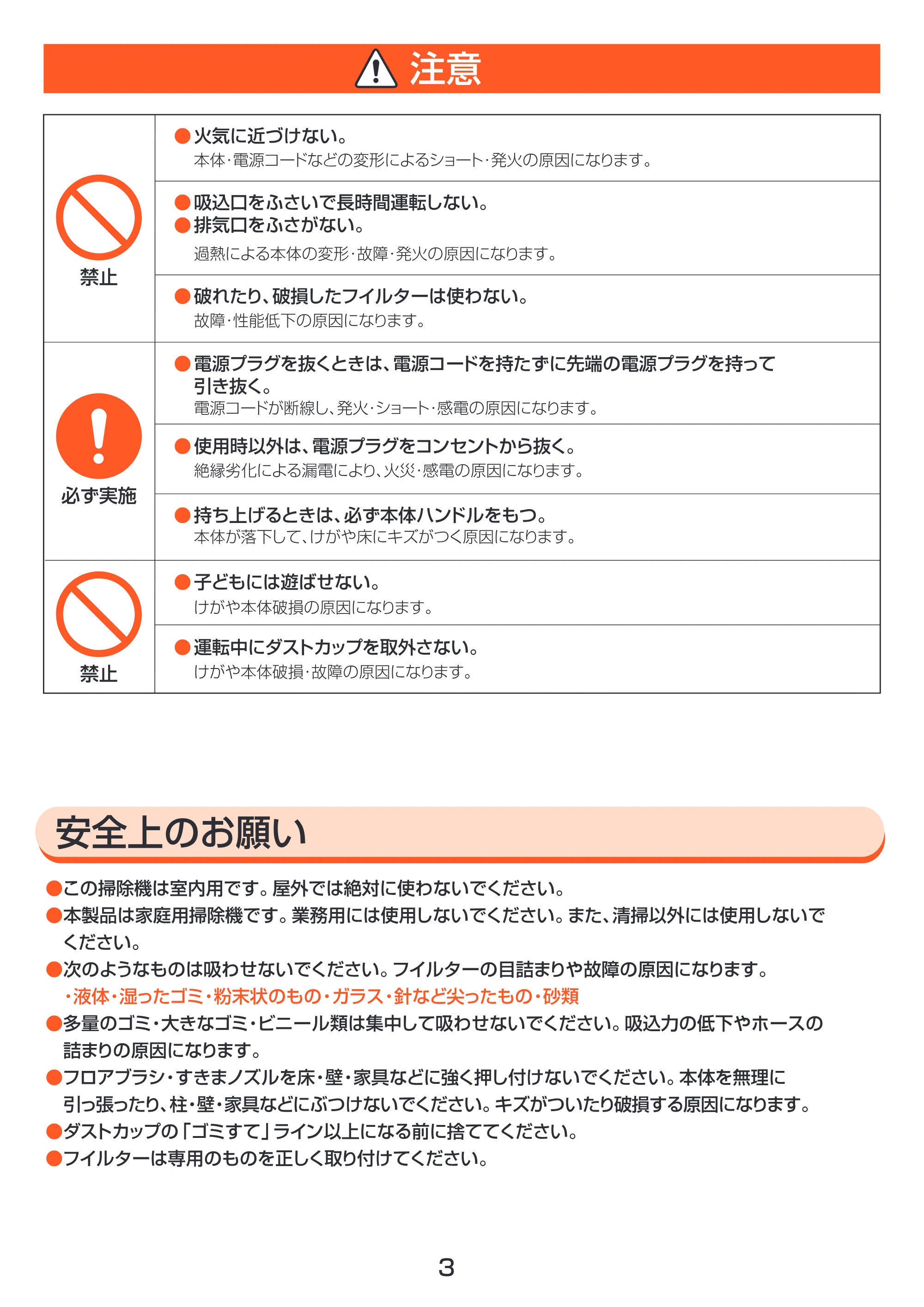 アイリスオーヤマ EHC-400 取扱説明書 — P03H注意 [Converted] — 原本ページ — 3ページ