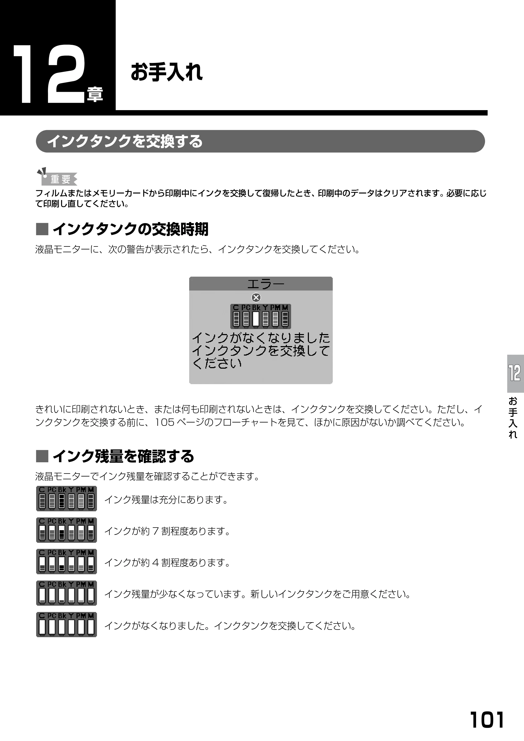 キヤノン PIXUS MP900 基本操作ガイド （PDF形式／9.38Mバイト） — お手入れ — 原本ページ — 103ページ