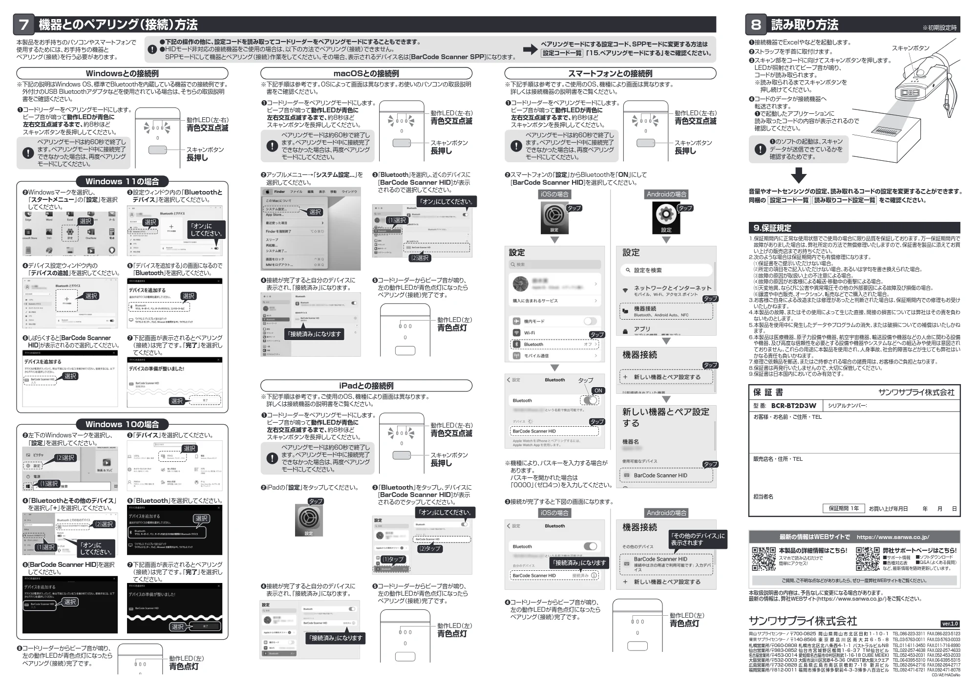 サンワサプライ BCR-BT2D3W 取扱説明書 — 原本ページ — 2ページ