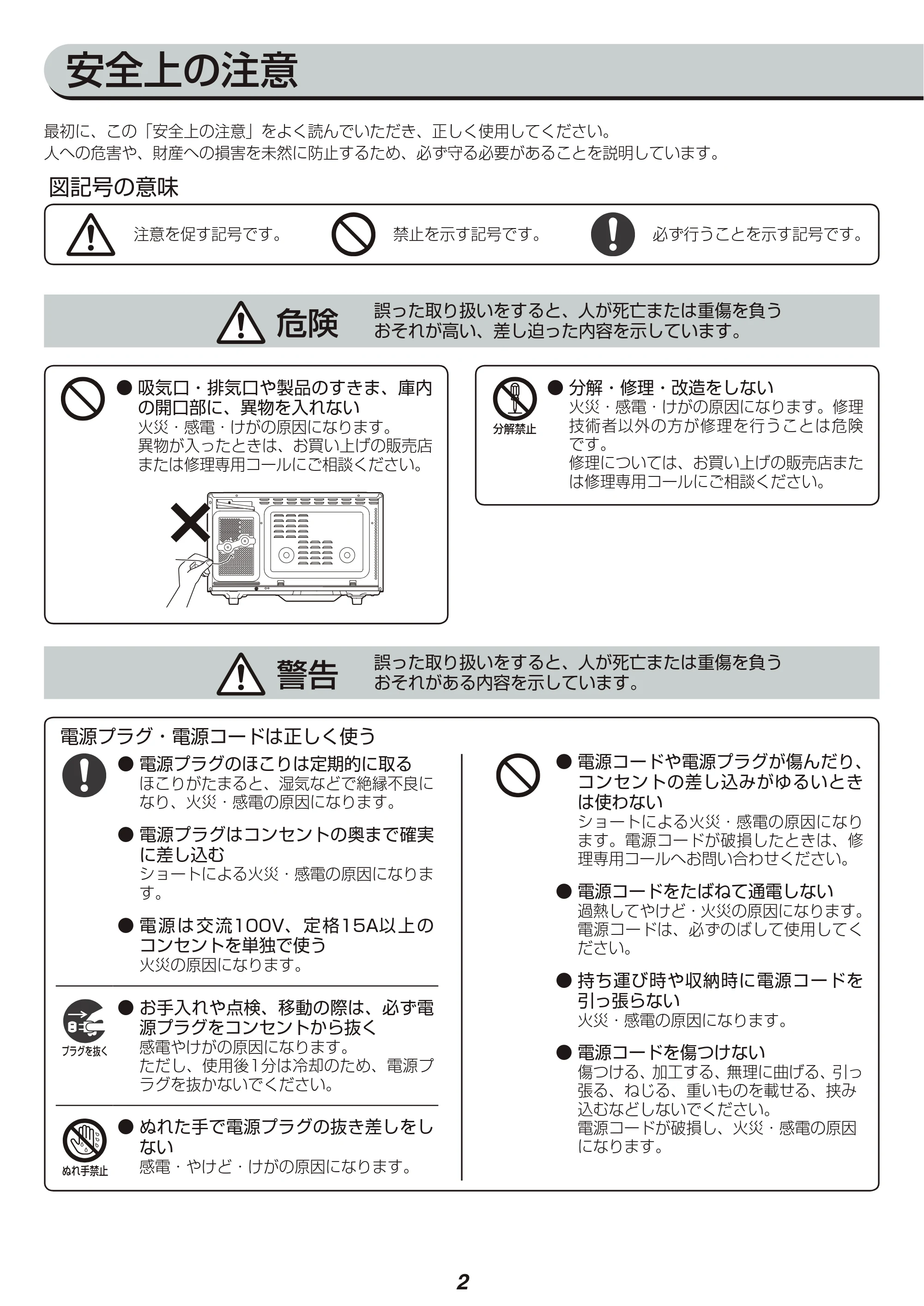 アイリスオーヤマ MO-T1601 取扱説明書 — 原本ページ — 2ページ