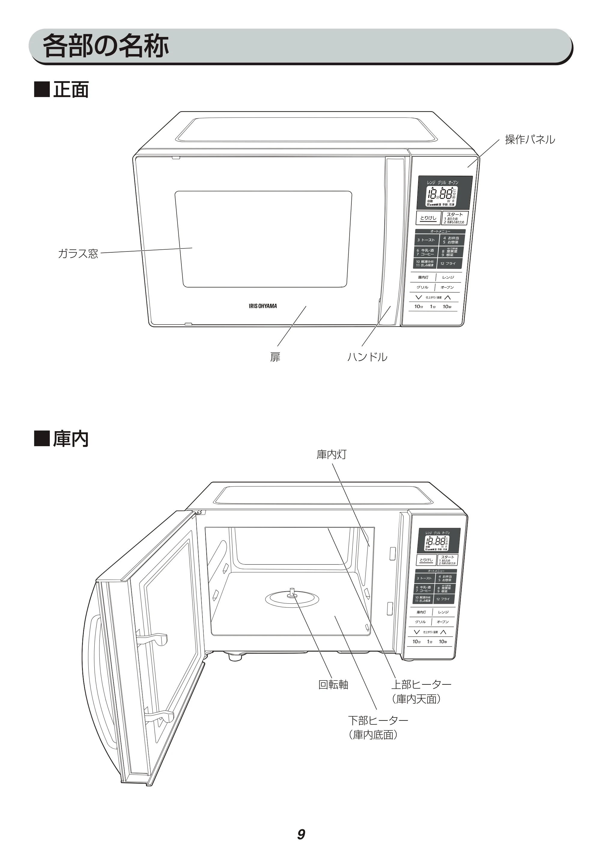 アイリスオーヤマ MO-T1601 取扱説明書 — 原本ページ — 9ページ