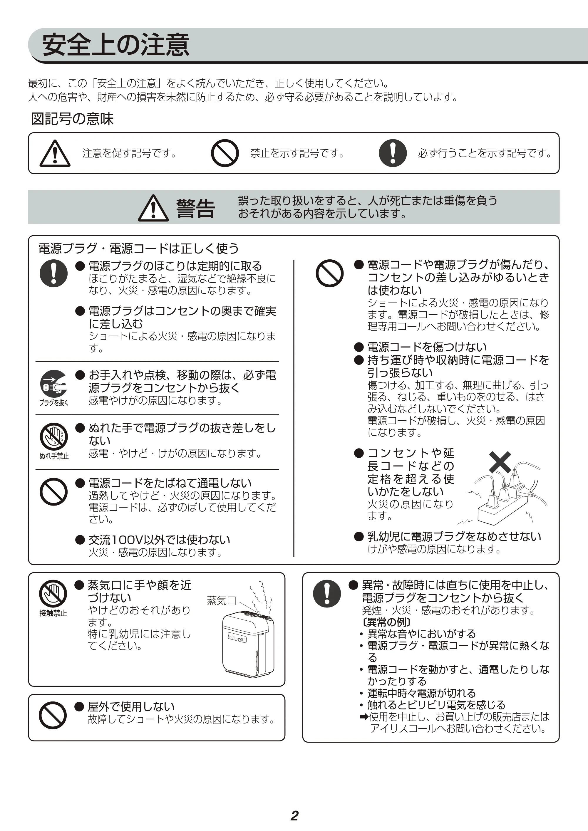 アイリスオーヤマ SHA-400A 取扱説明書 — 原本ページ — 2ページ