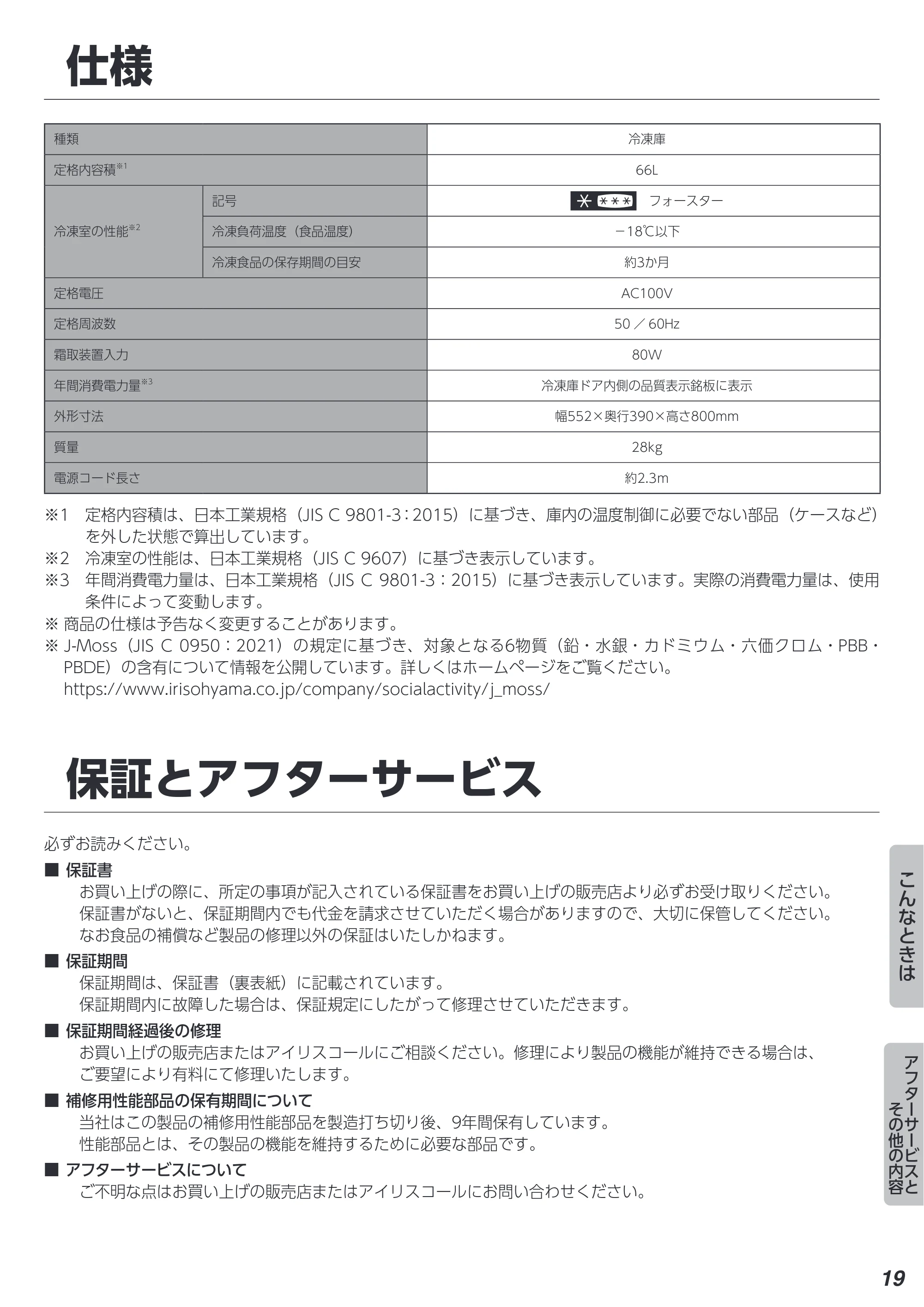 アイリスオーヤマ KUSN-7A 取扱説明書 — 原本ページ — 19ページ