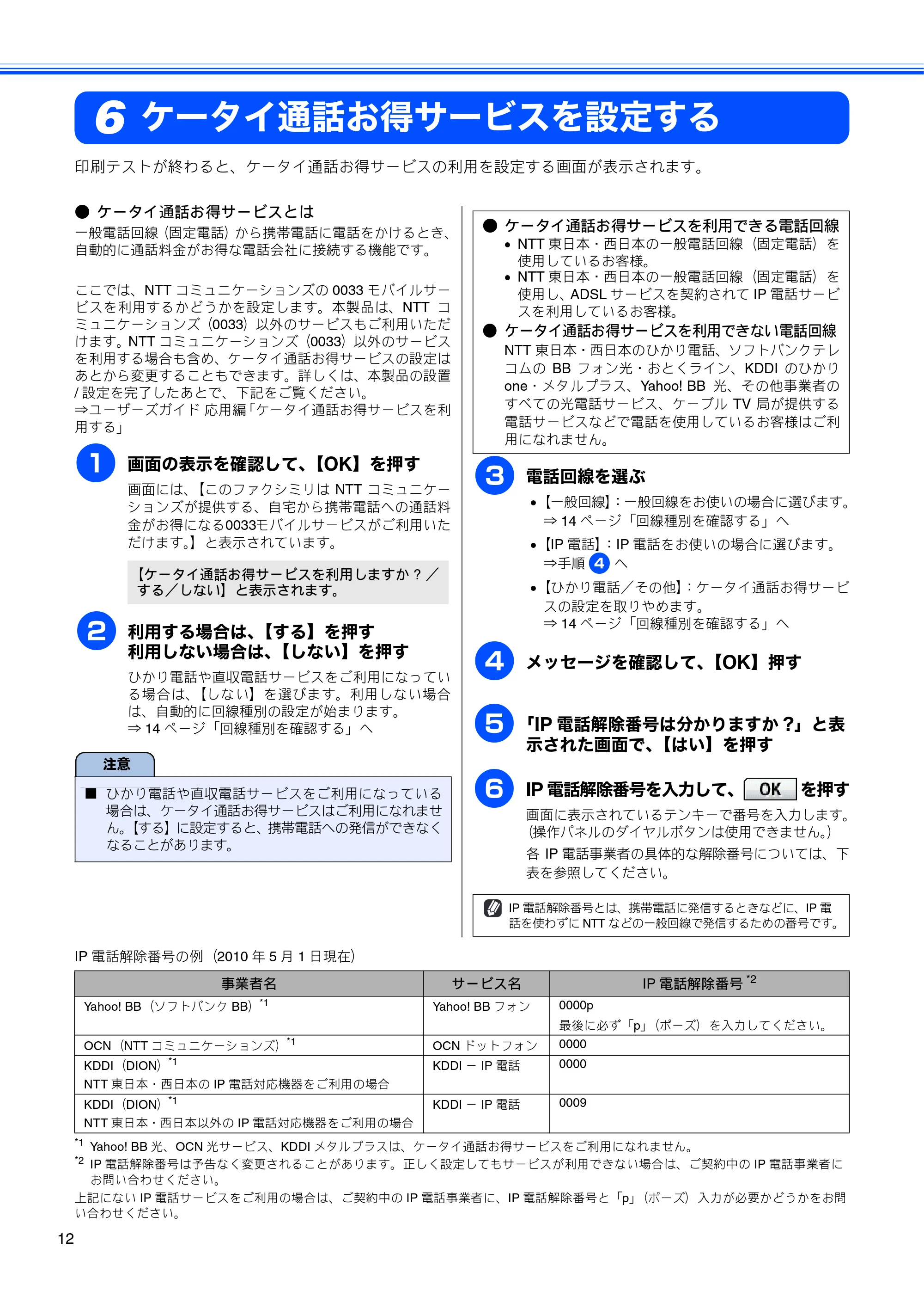 ブラザー MFC-J700D / MFC-J700DW かんたん設置ガイド — ケータイ通話お得サービスを設定する — 原本ページ — 14ページ