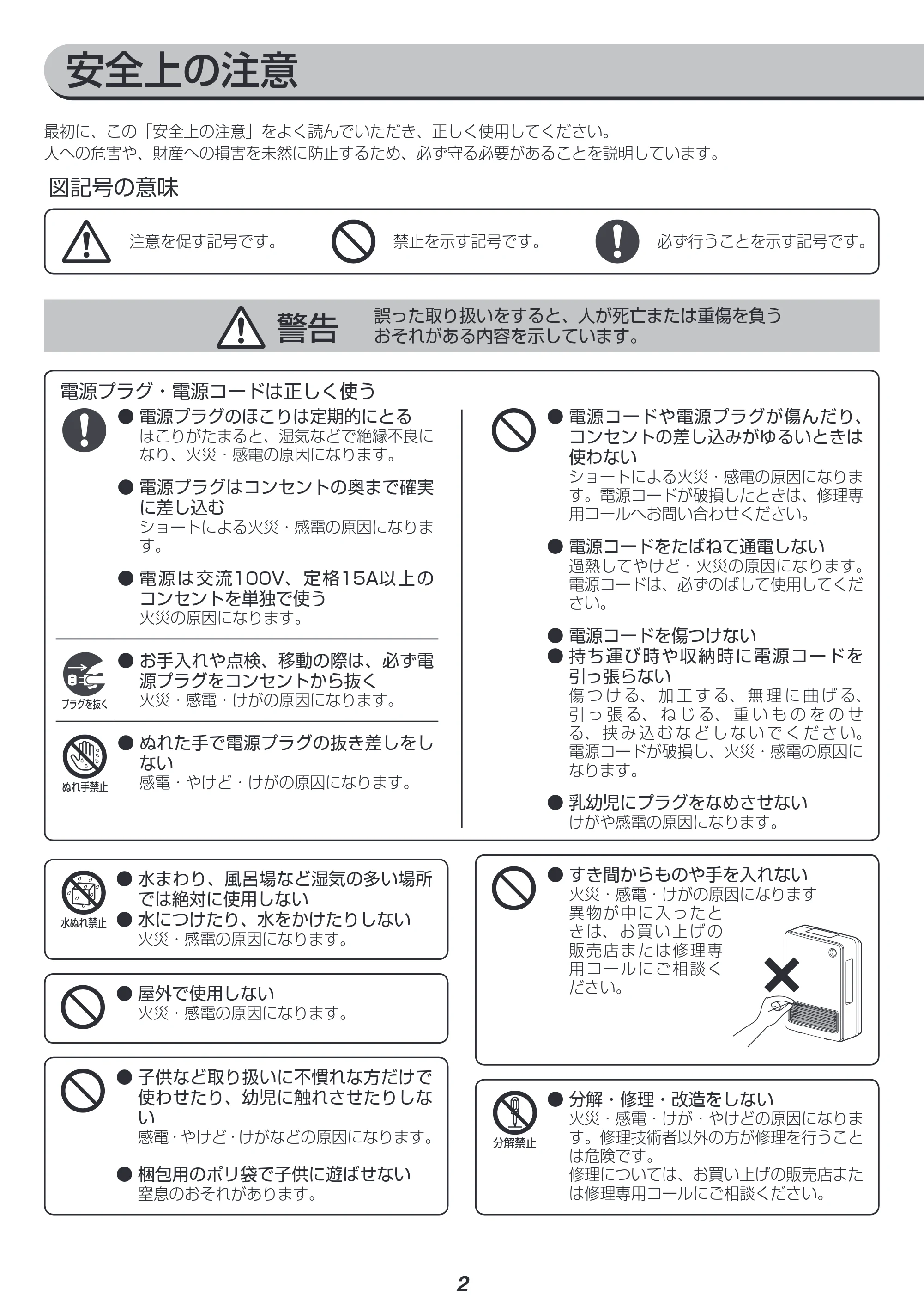 アイリスオーヤマ JCH-125TM 取扱説明書 — 原本ページ — 2ページ