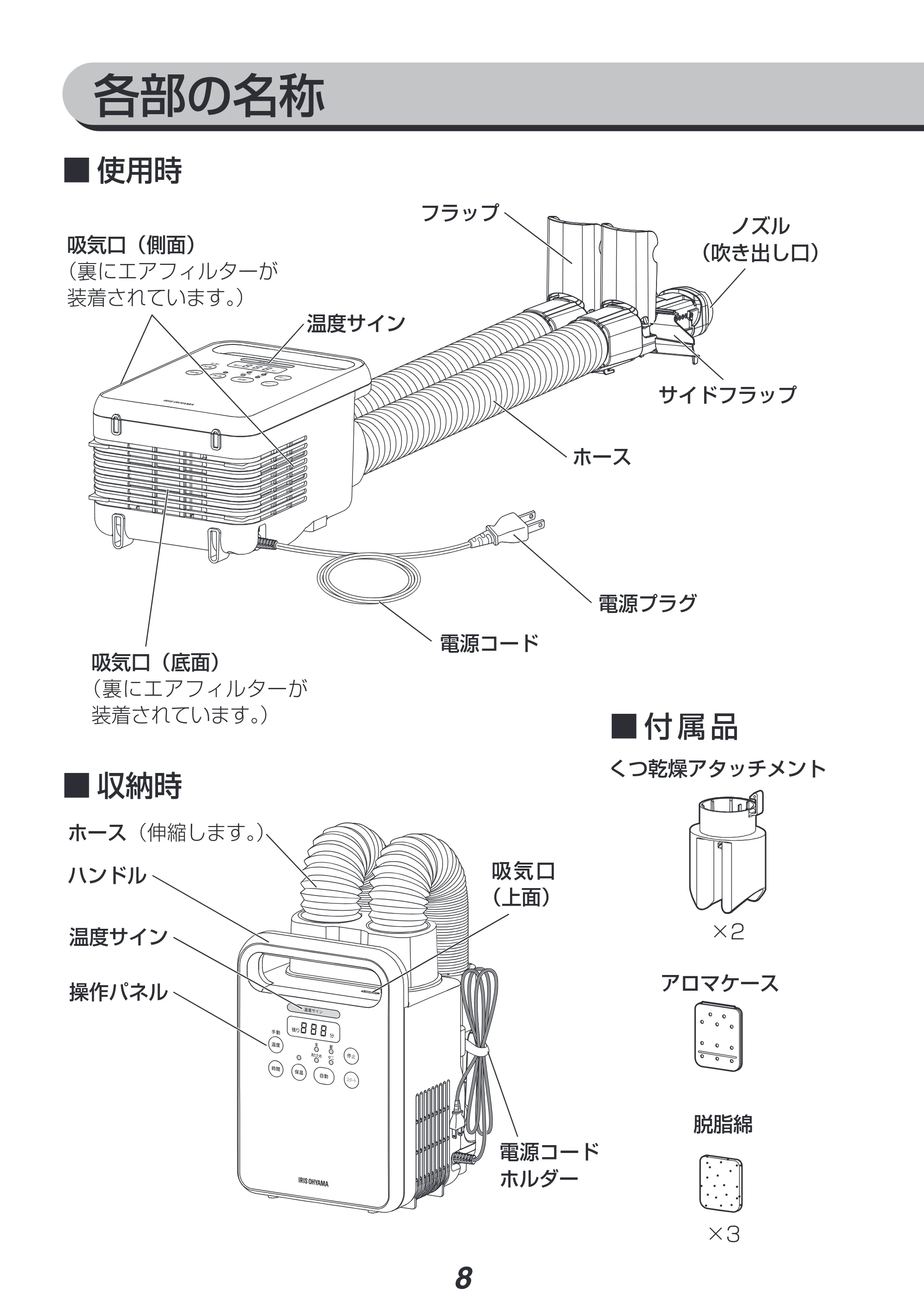 アイリスオーヤマ KFK-202R 取扱説明書 — 原本ページ — 8ページ