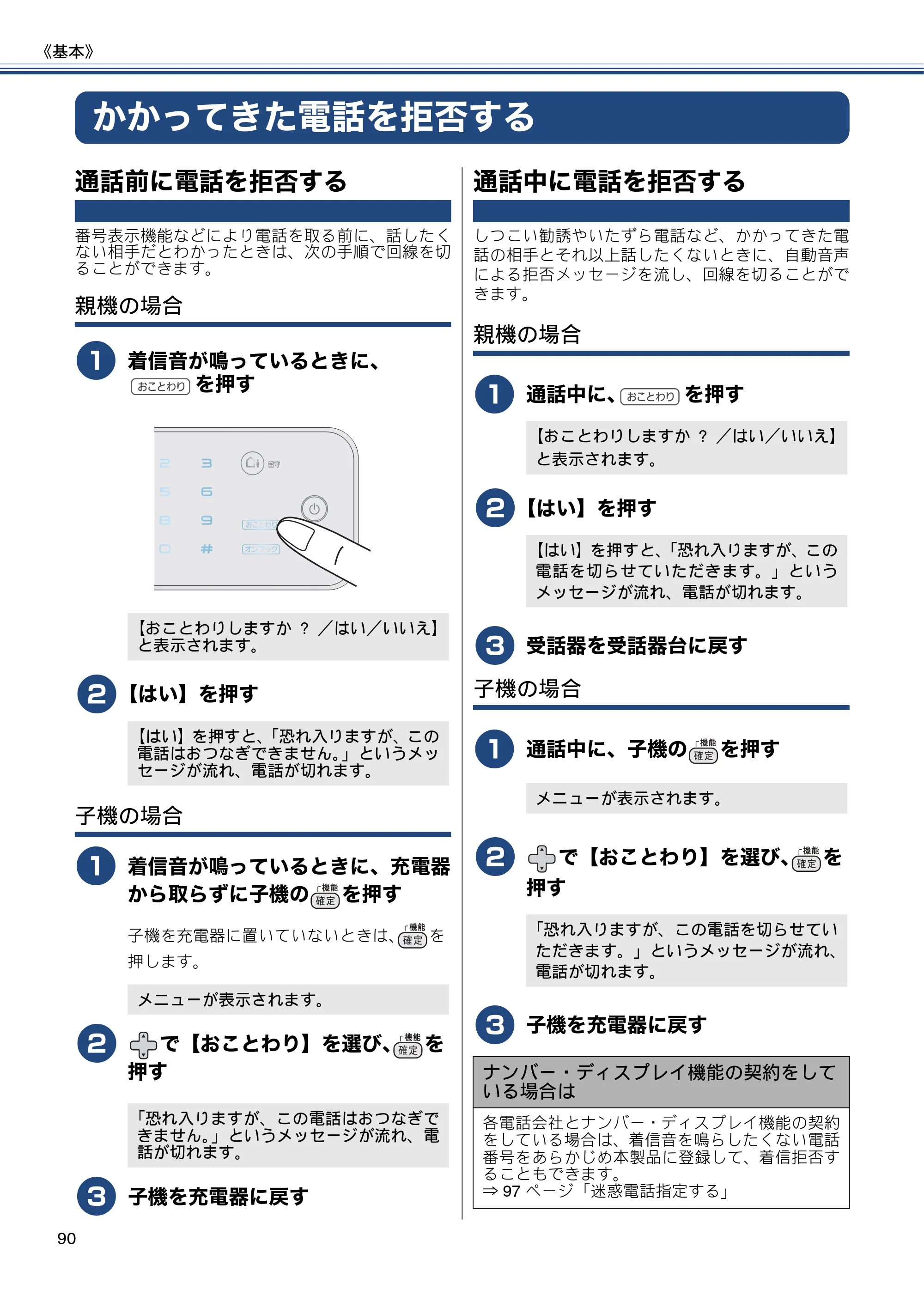 ブラザー MFC-J987DN / MFC-J987DWN ユーザーズガイド ～基本編～ — かかってきた電話を拒否する — 原本ページ — 90ページ