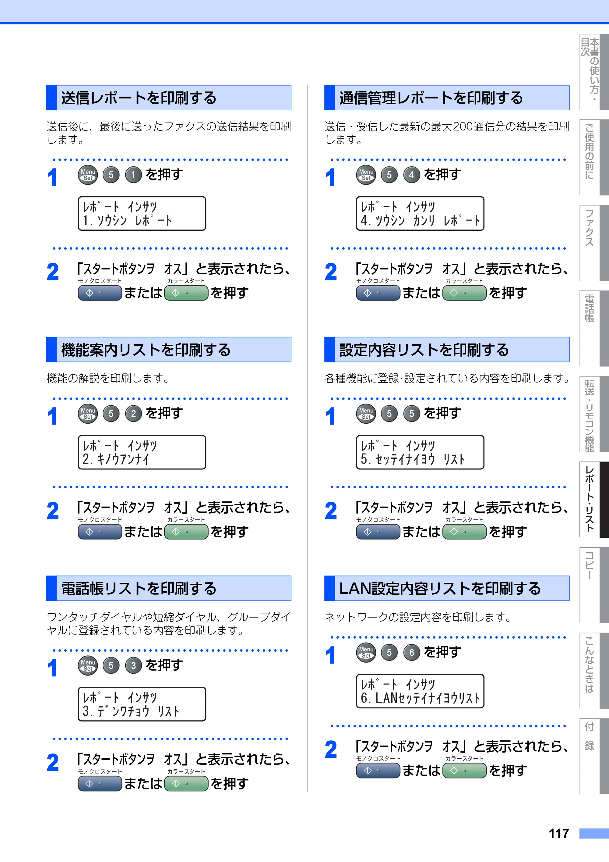 ブラザー MFC-9420CN 取扱説明書（本体） — 送信レポートを印刷する — 原本ページ — 117ページ