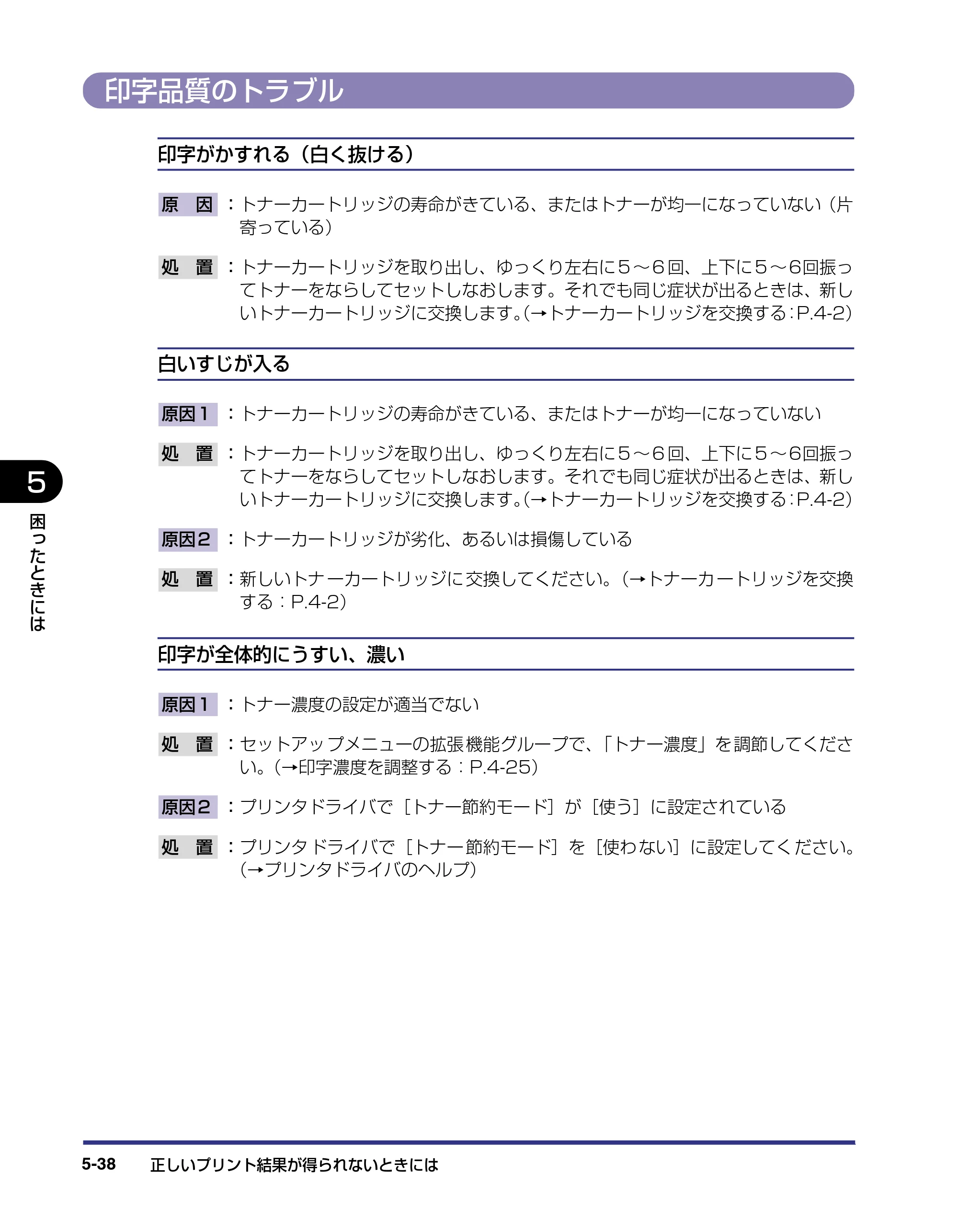 キヤノン LBP-1420 ユーザーズガイド 2006年5月25日更新 （PDF形式／4.03Mバイト） — 印字品質のトラブル — 原本ページ — 180ページ