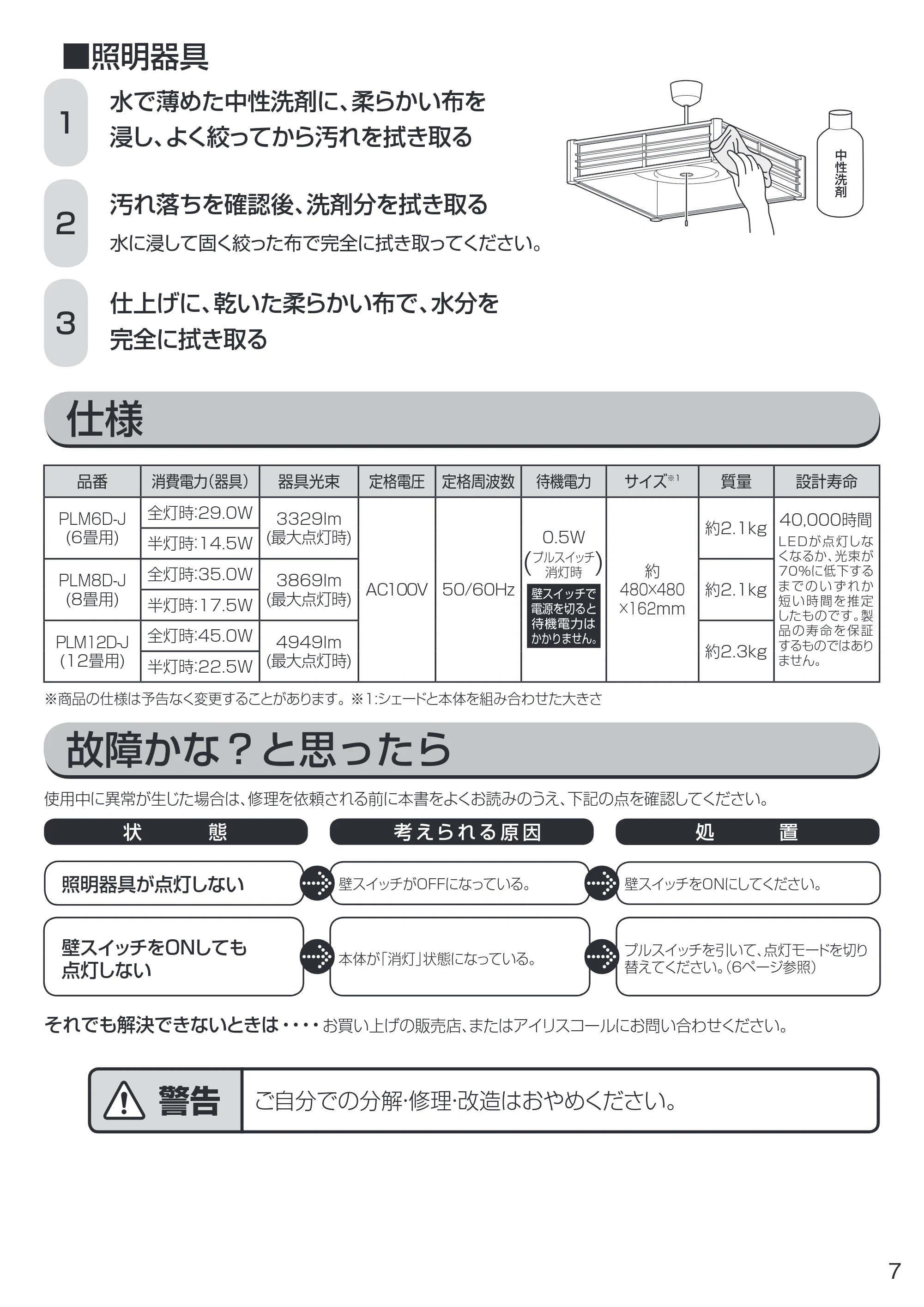 アイリスオーヤマ PLM8D-J 取扱説明書 — 原本ページ — 7ページ