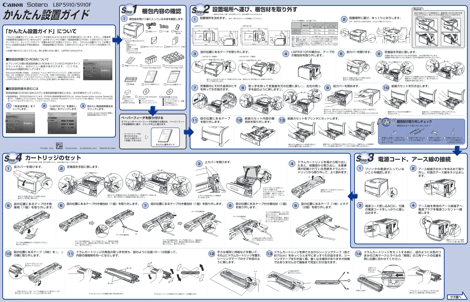 キヤノン LBP5910F/5910 かんたん設置ガイド(設置編) 2013年6月14日掲載(PDF:3.76MB) — 原本ページ — 1ページ