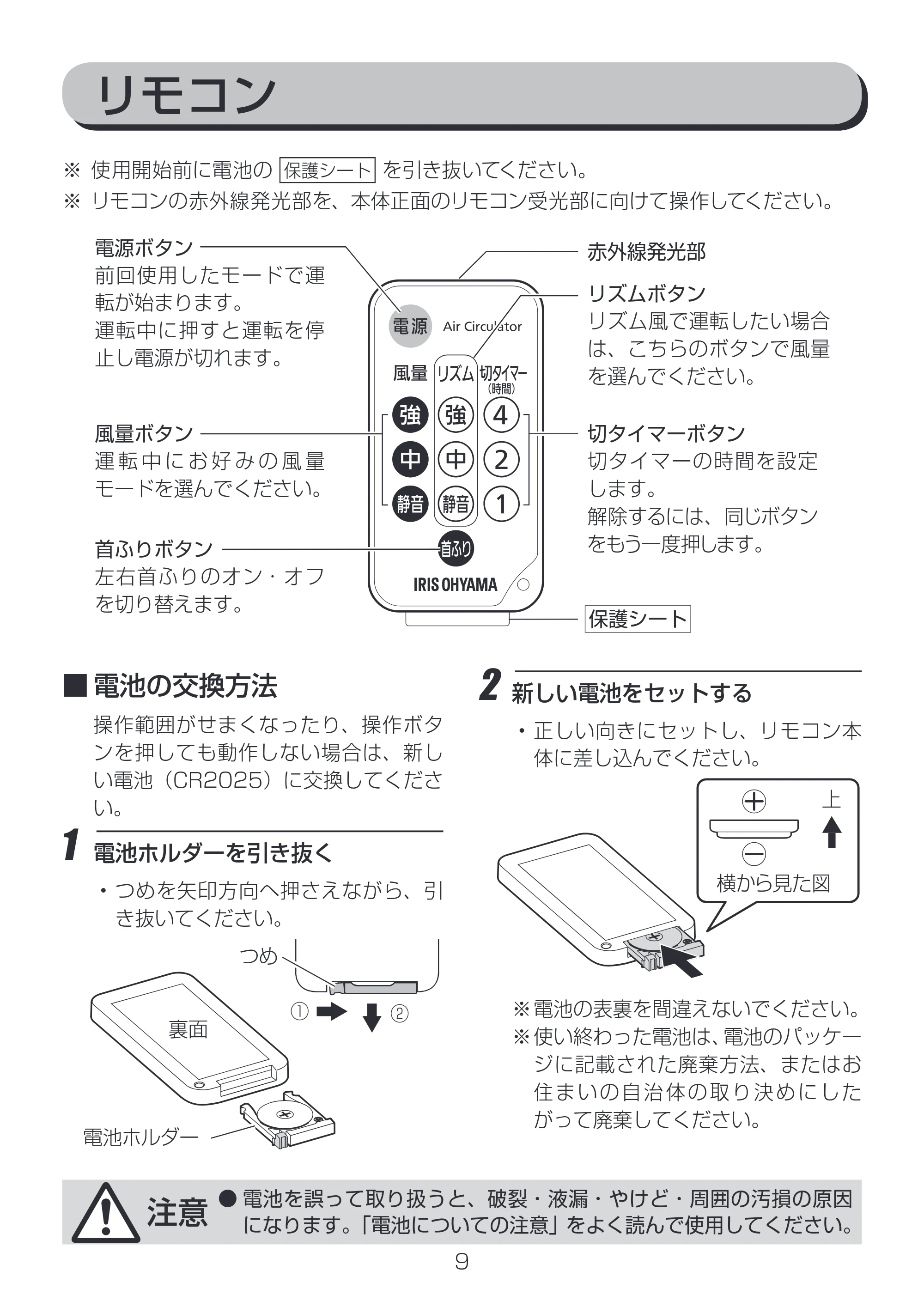 アイリスオーヤマ PCF-C15 取扱説明書 — 原本ページ — 9ページ