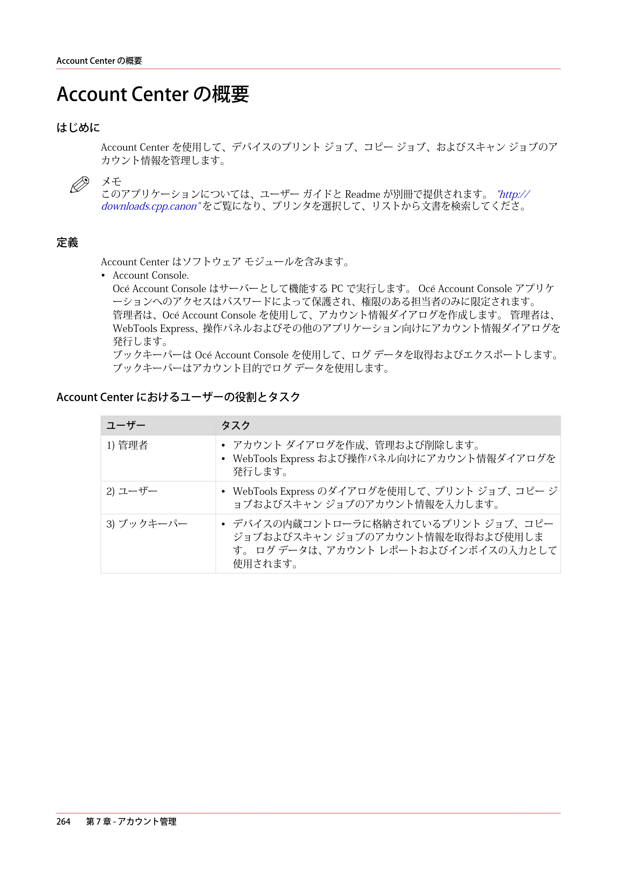 キヤノン PlotWave 3000 操作ガイド 2021年10月2日掲載 （PDF形式／11.7Mバイト） — Account Center の概要 — 原本ページ — 264ページ