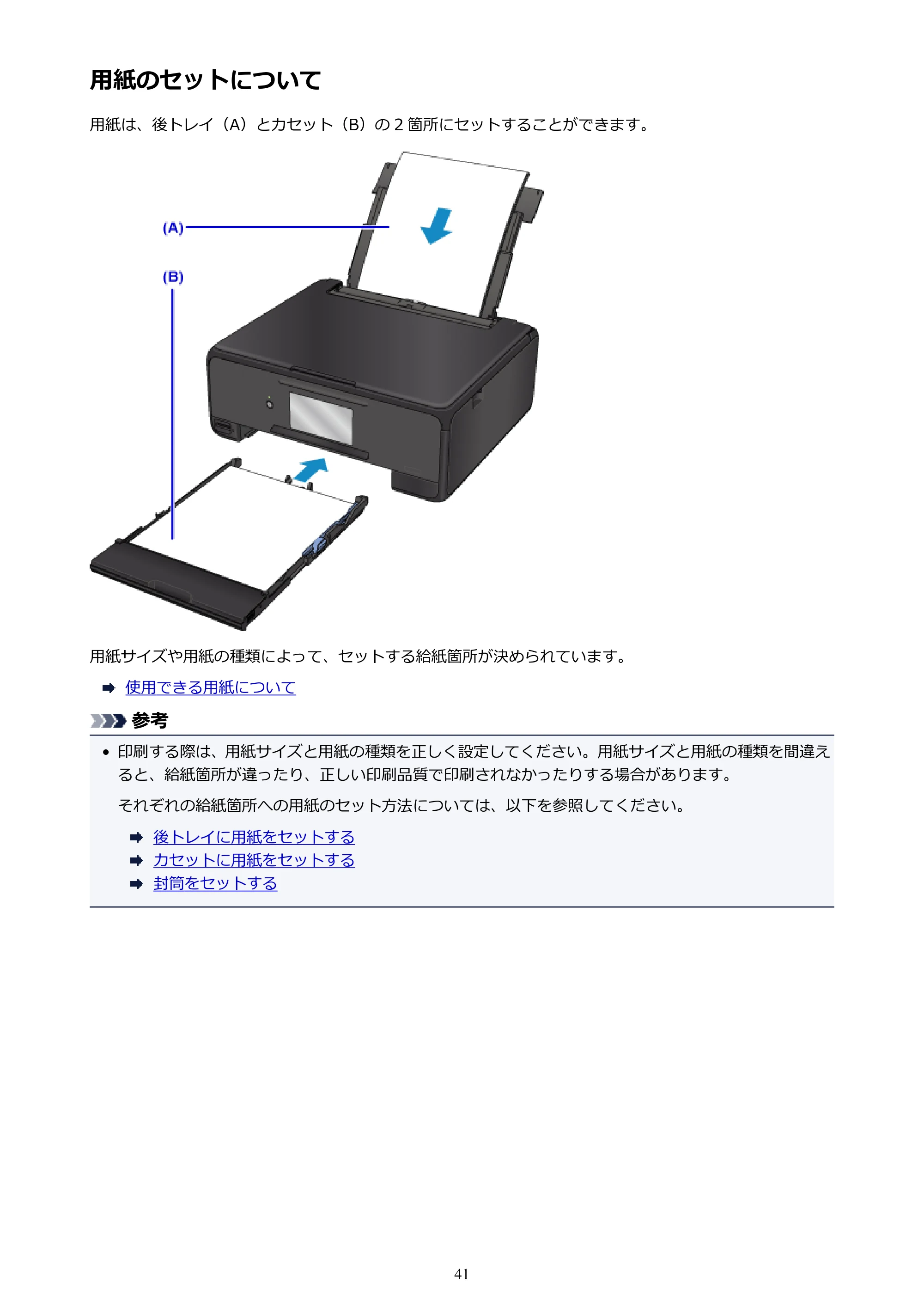キヤノン PIXUS TS8030 電子マニュアル PDF版（Mac版）（PDF：15.5MB） — 用紙のセットについて — 原本ページ — 41ページ