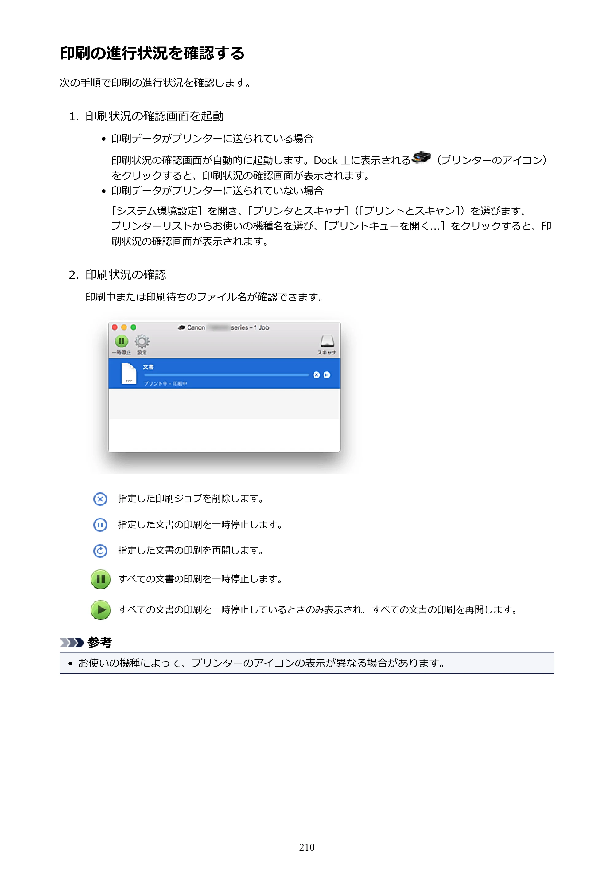 キヤノン PIXUS TS8030 電子マニュアル PDF版（Mac版）（PDF：15.5MB） — 印刷の進行状況を確認する — 原本ページ — 210ページ