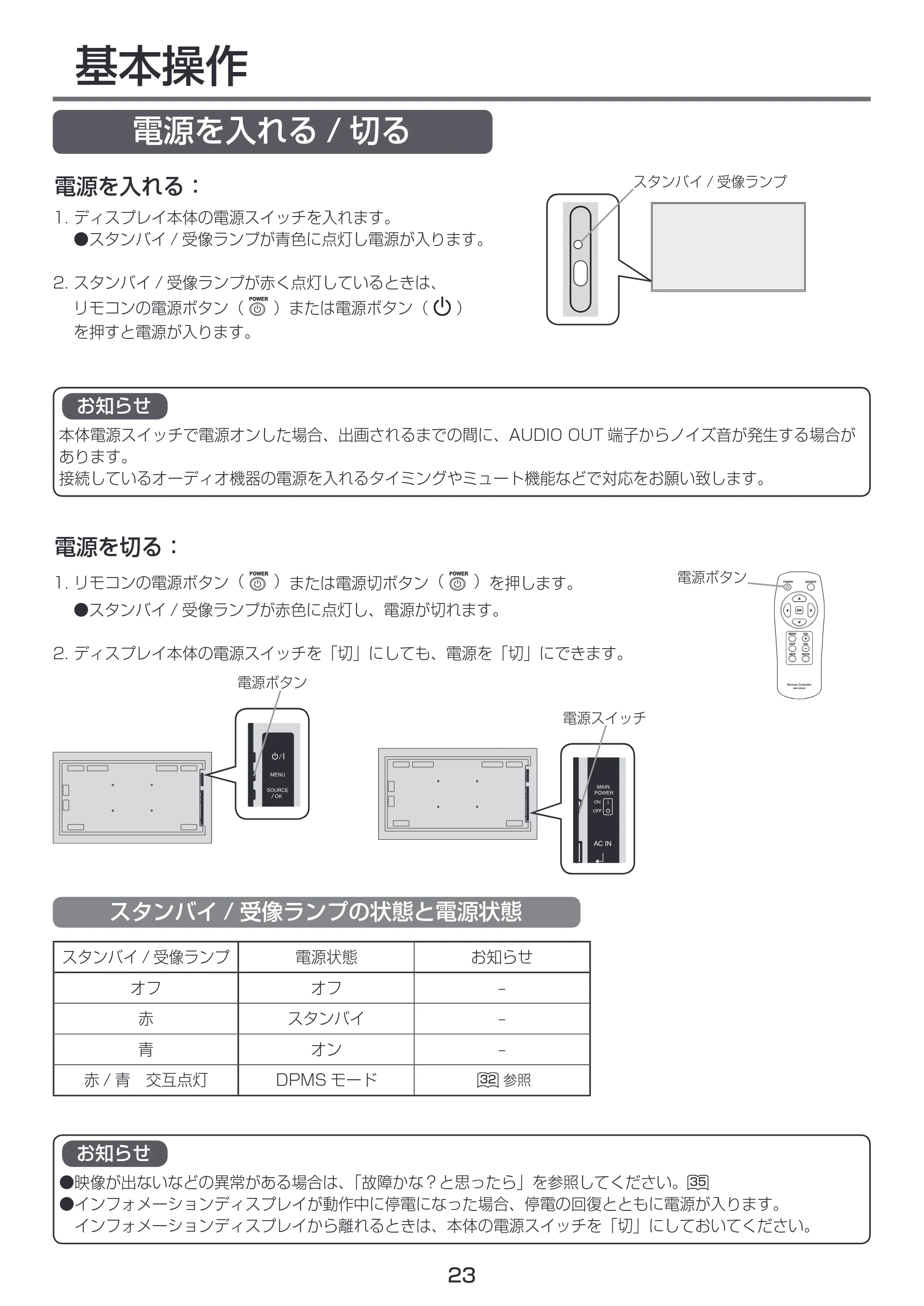 日立 LCM55-D1 / LCM49-D1 取扱説明書 — 基本操作 — 原本ページ — 23ページ