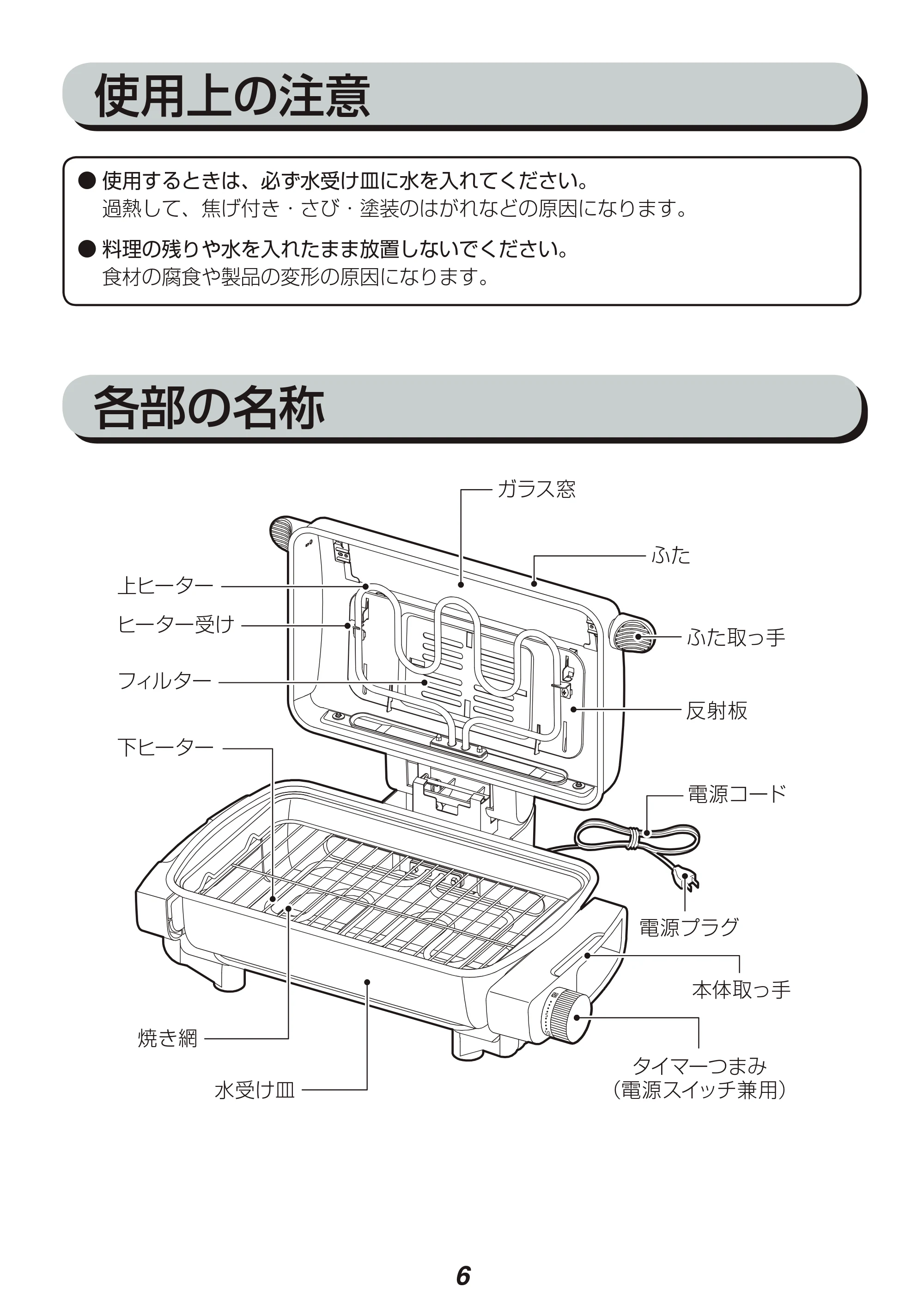 アイリスオーヤマ EMT-1101 取扱説明書 — 原本ページ — 6ページ