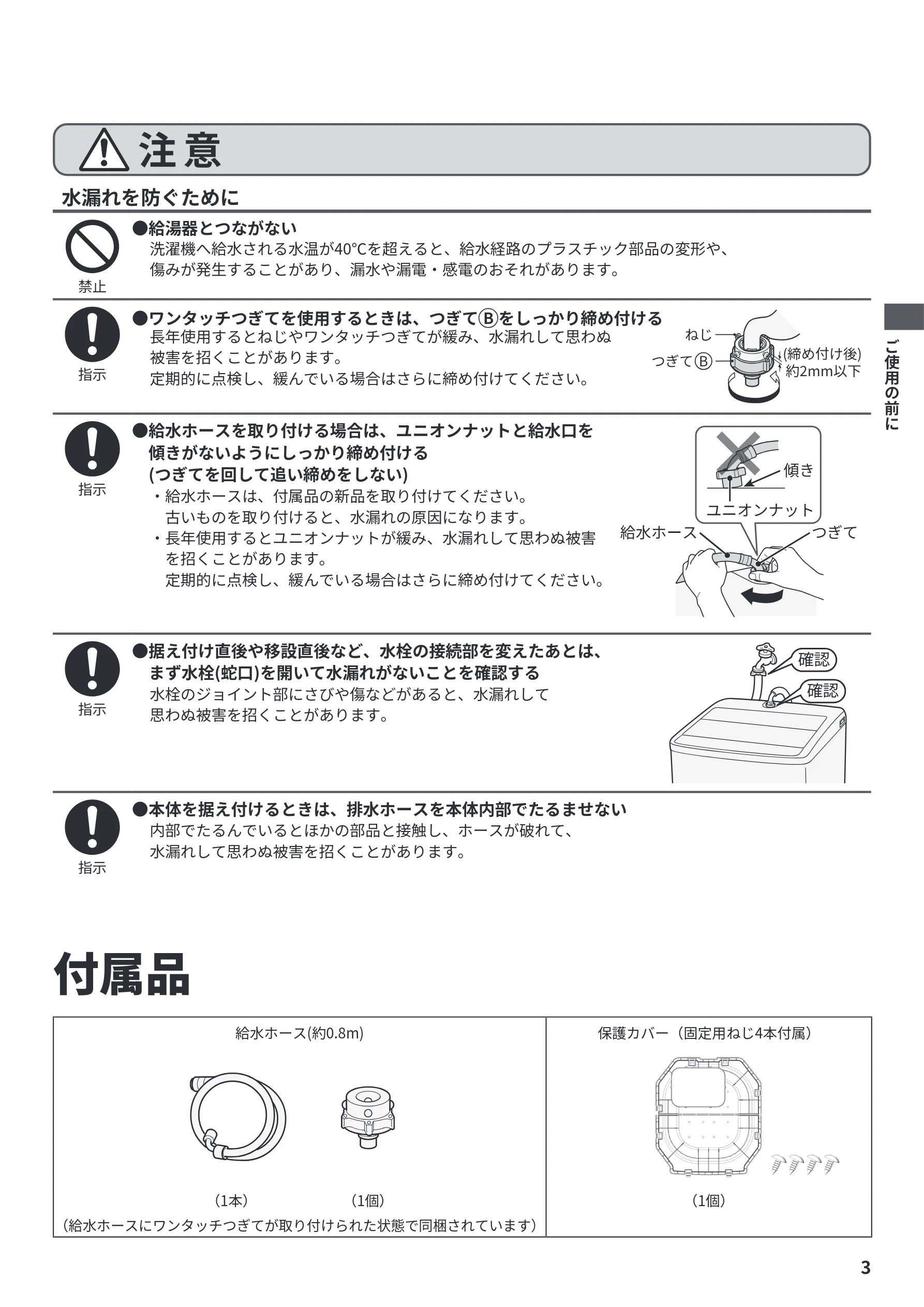 日立 NW-R706 据付説明書 — 付属品 — 図版 3-1 — 3ページ