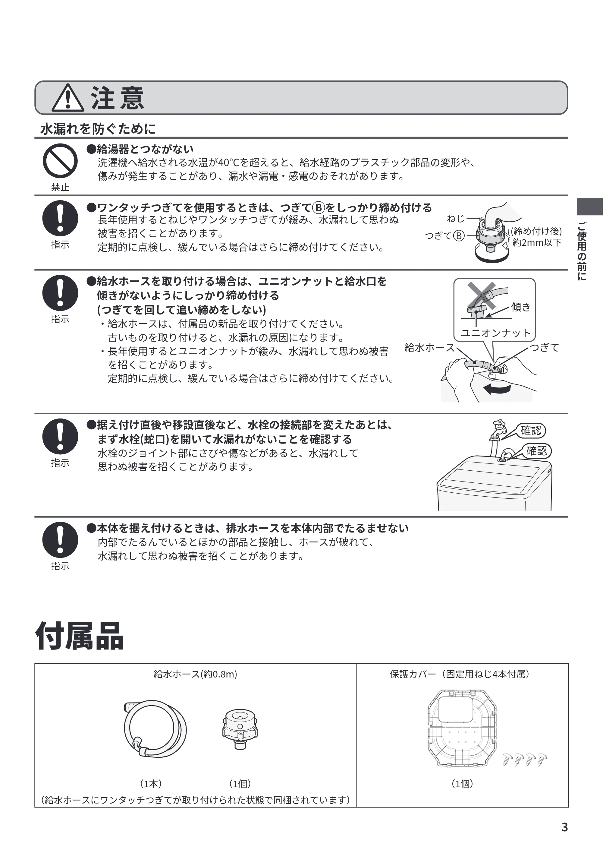 日立 NW-R706 据付説明書 — 付属品 — 原本ページ — 3ページ