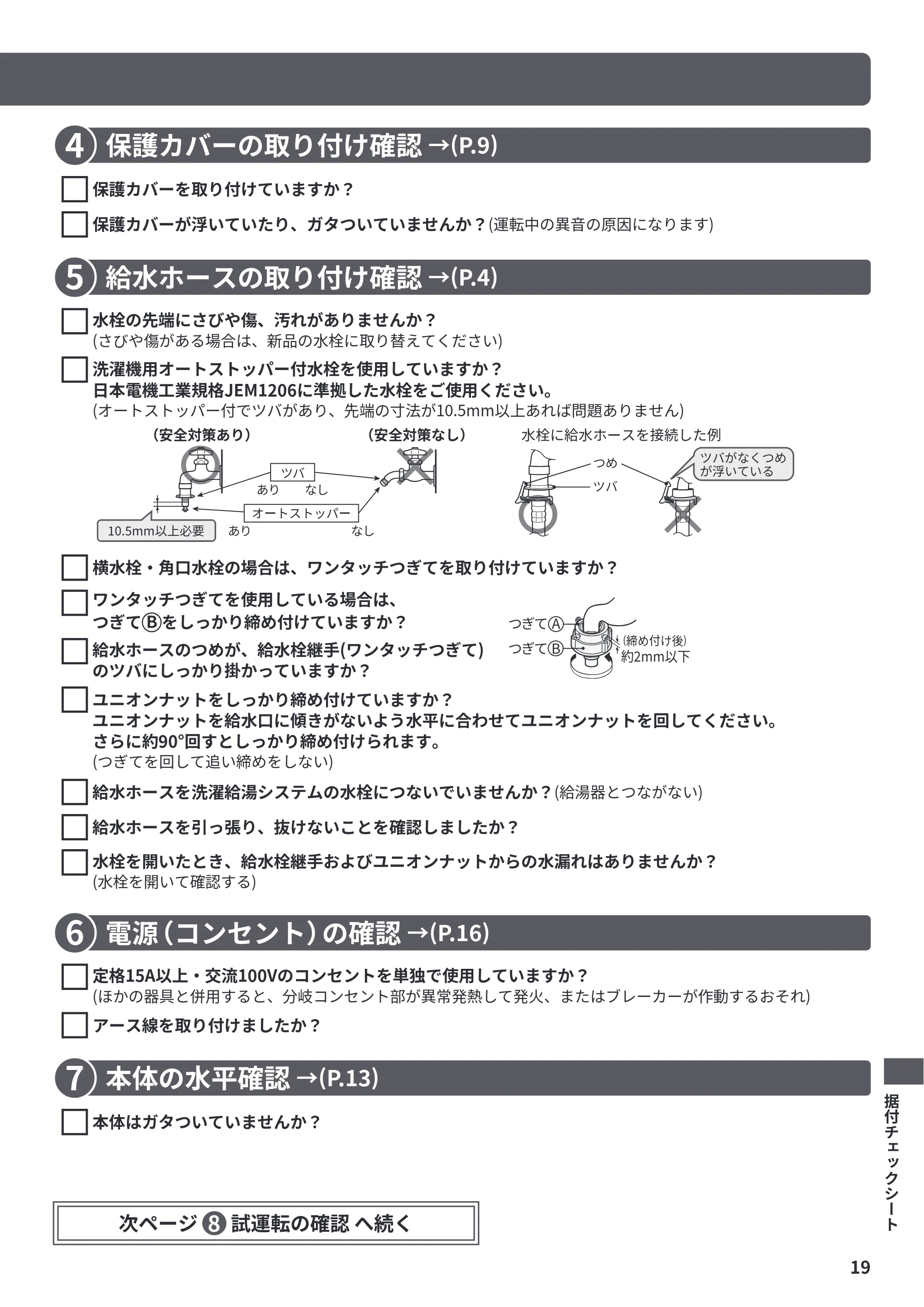 日立 NW-R706 据付説明書 — 保護カバーの取り付け確認 — 原本ページ — 19ページ