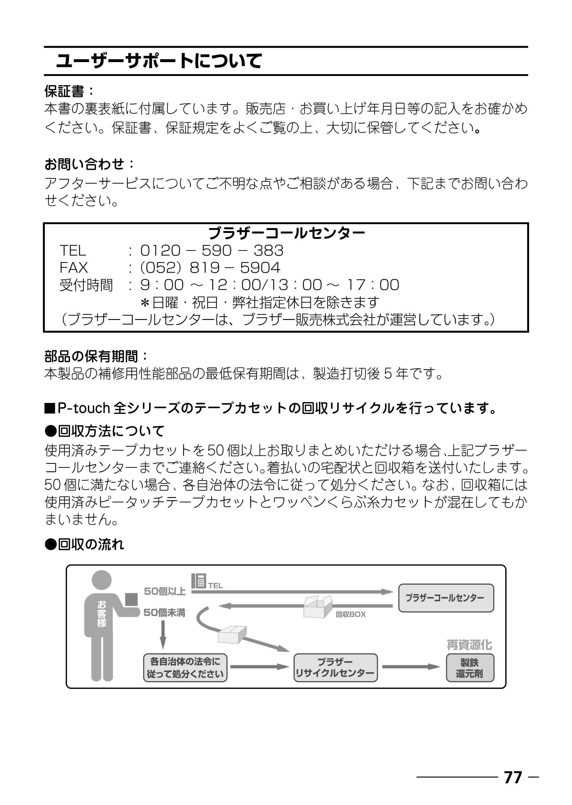 ブラザー PT-250 ©Disney 取扱説明書 ベビープー版 — 原本ページ — 79ページ
