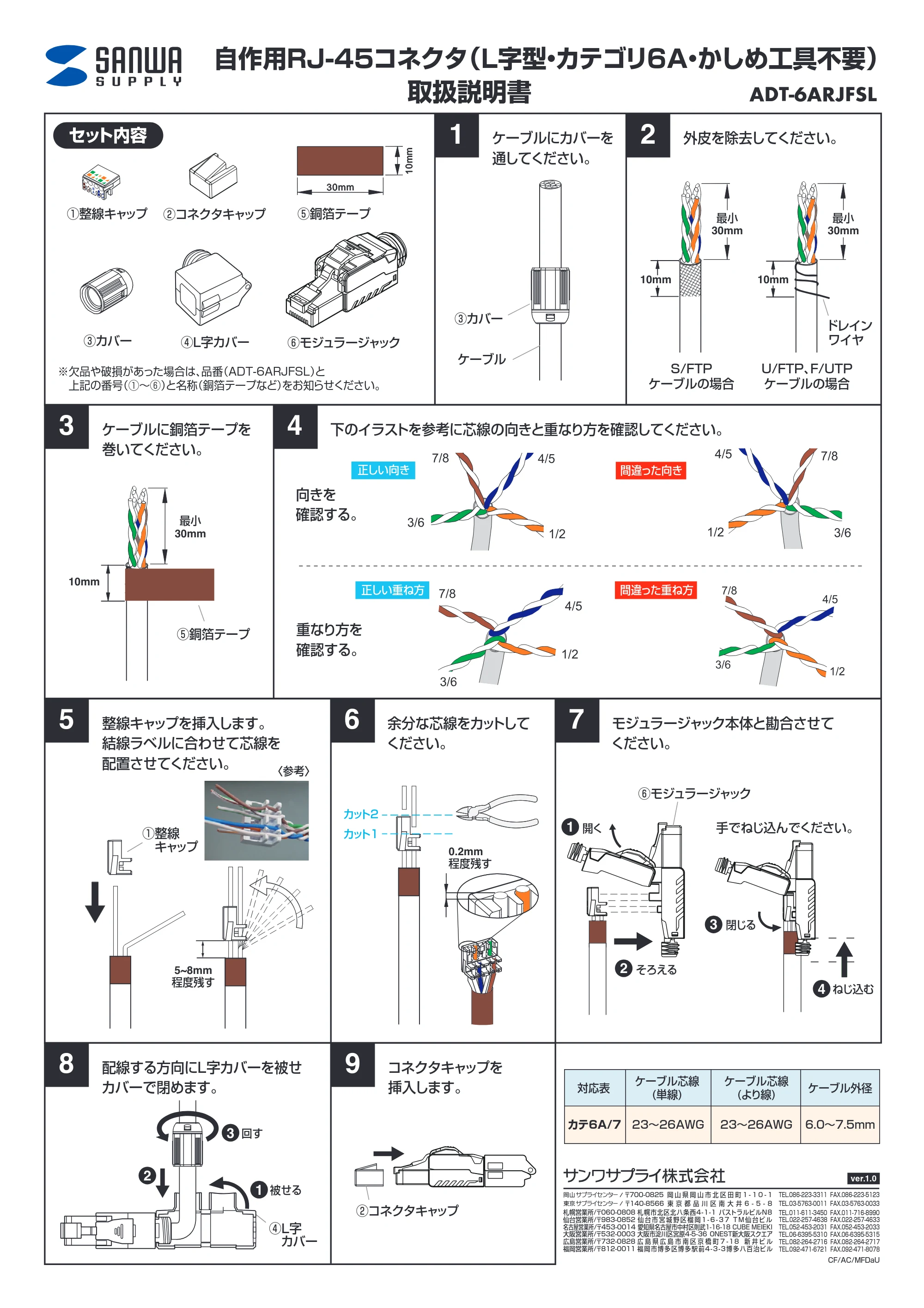 サンワサプライ ADT-6ARJFSL 取扱説明書 — 原本ページ — 1ページ
