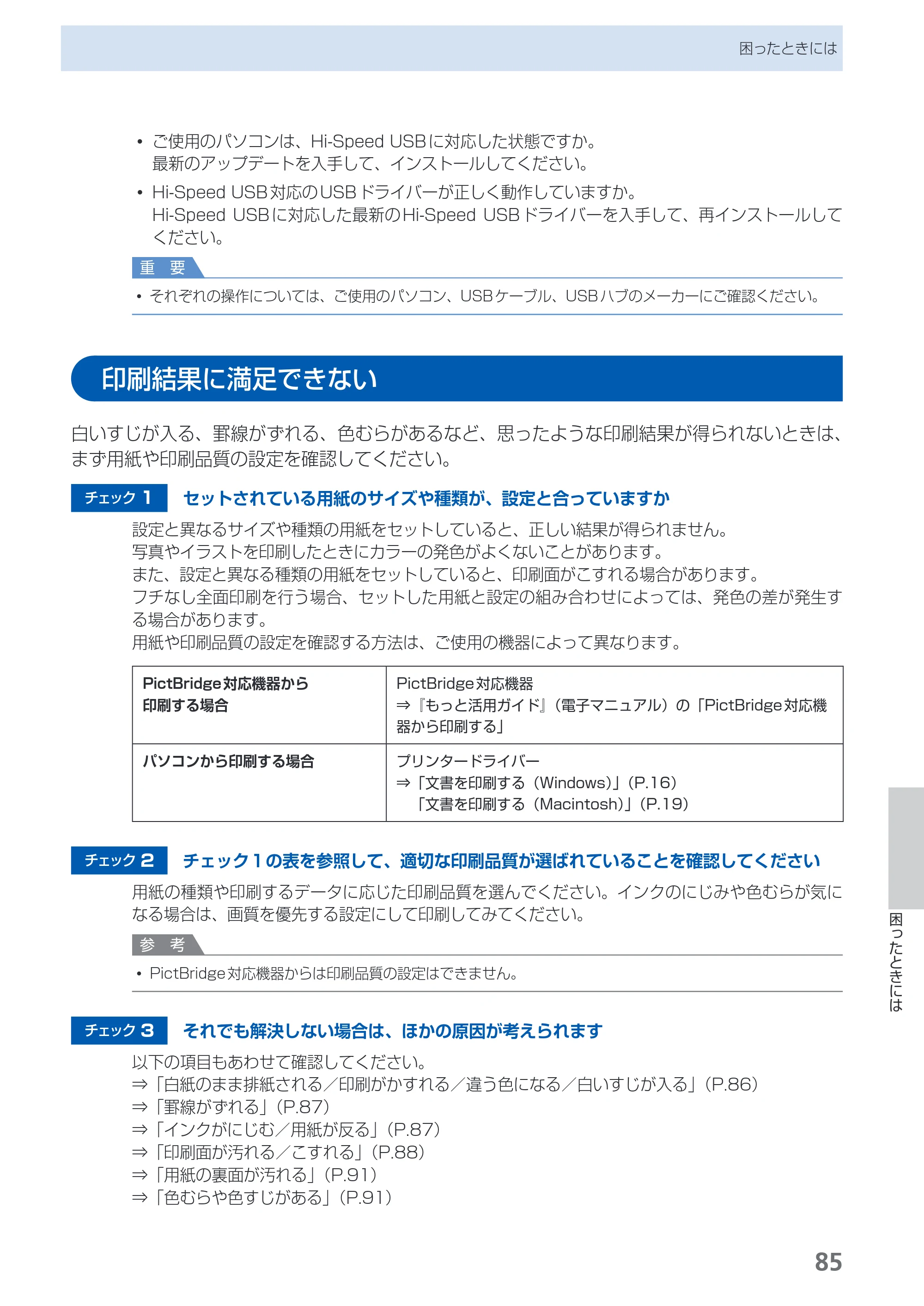 キヤノン PIXUS iP4700 らくらく操作ガイド （PDF形式／17.68Mバイト） — 印刷結果に満足できない — 原本ページ — 87ページ