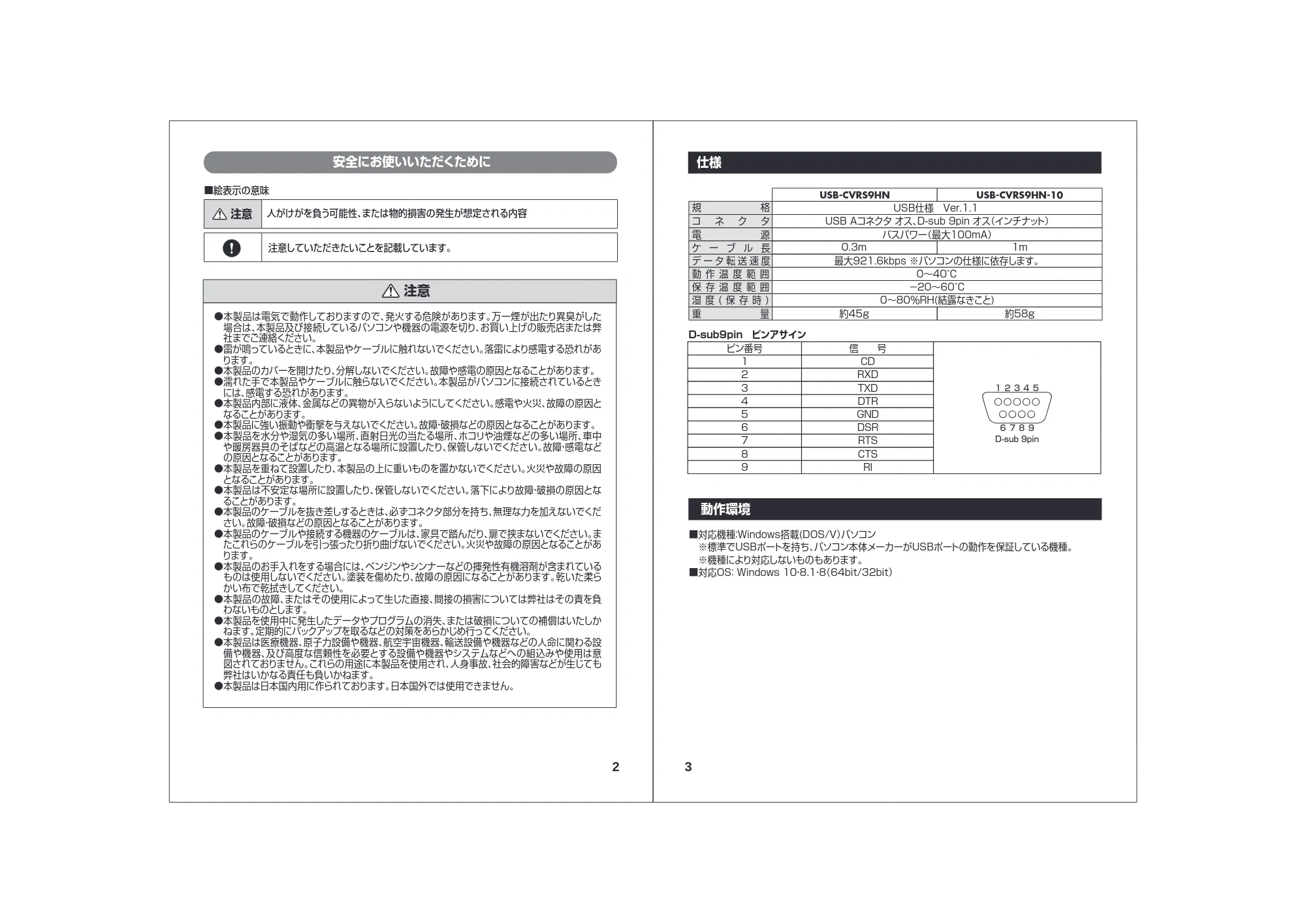 サンワサプライ USB-CVRS9HN / USB-CVRS9HN-10 取扱説明書 — 原本ページ — 2ページ