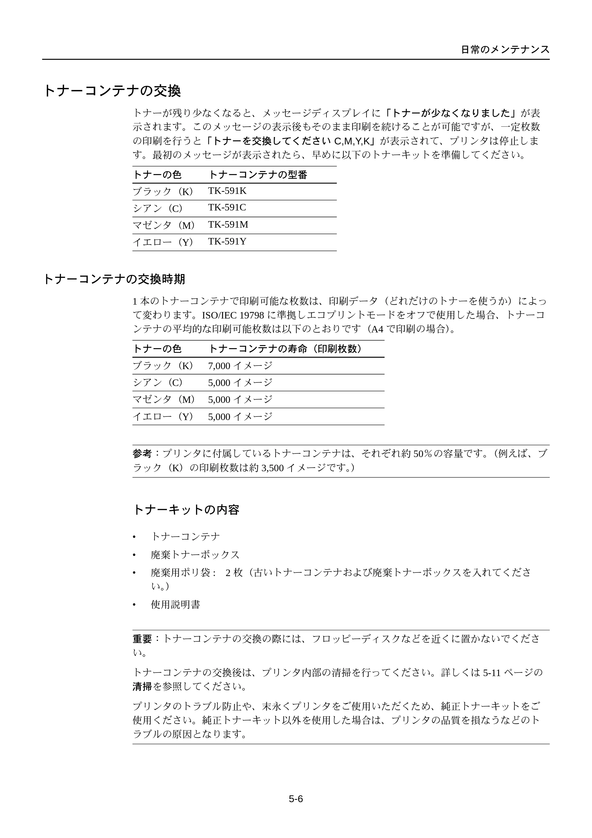 京セラ FS-C5250DN FS-C5250DN 使用説明書 — トナーコンテナの交換 — 原本ページ — 172ページ