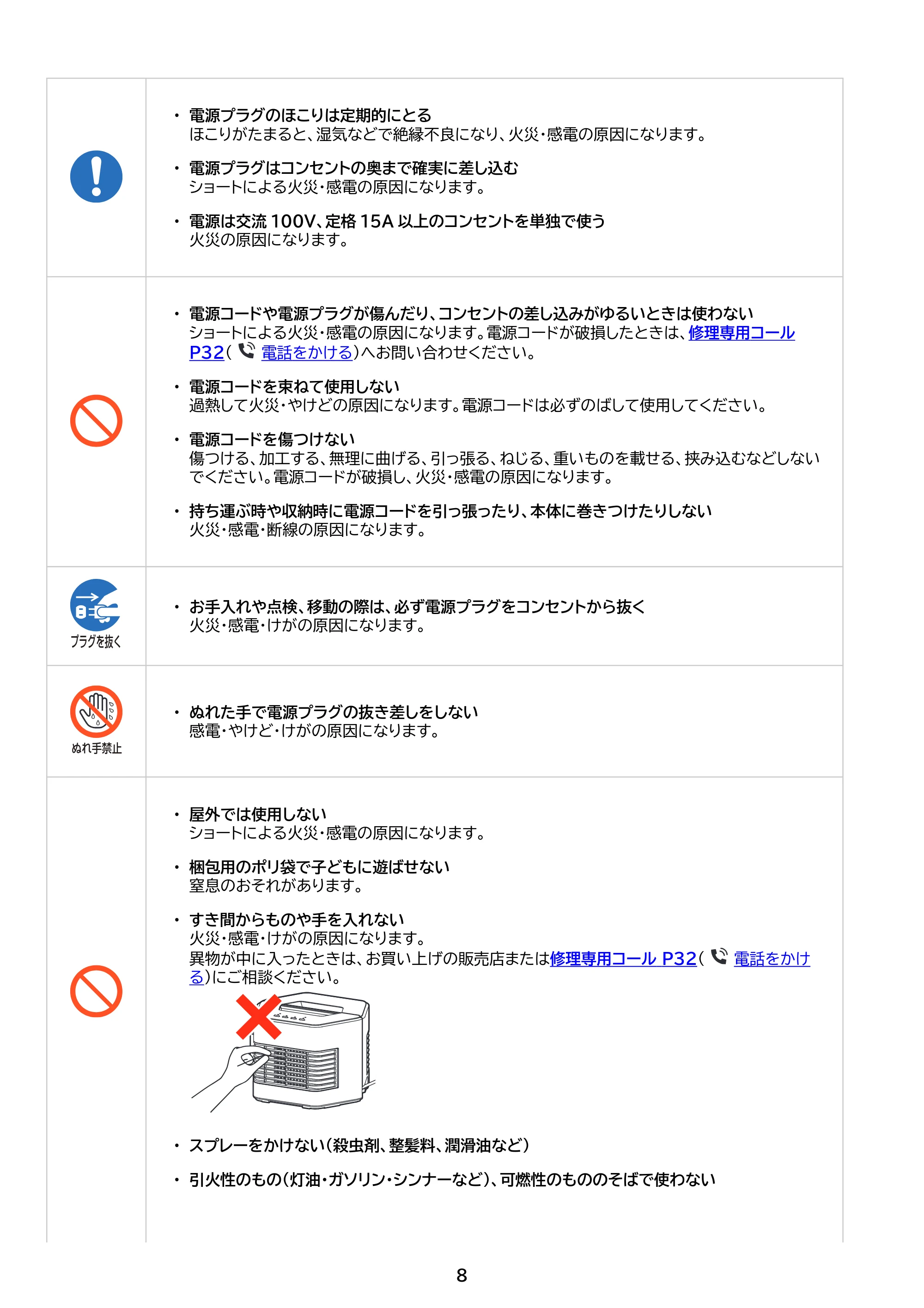 アイリスオーヤマ ACH-MN12A 取扱説明書 — 原本ページ — 8ページ
