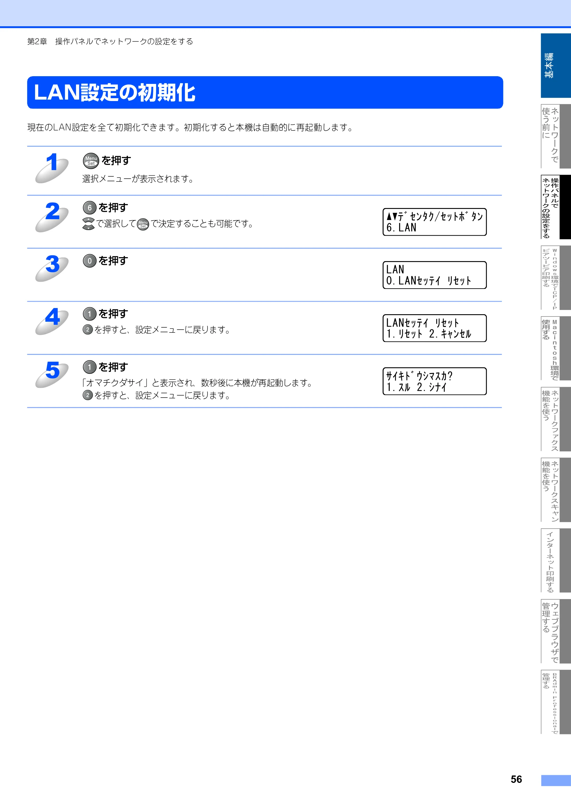 ブラザー MFC-9420CN ネットワーク取扱説明書 — LAN設定の初期化 — 原本ページ — 57ページ