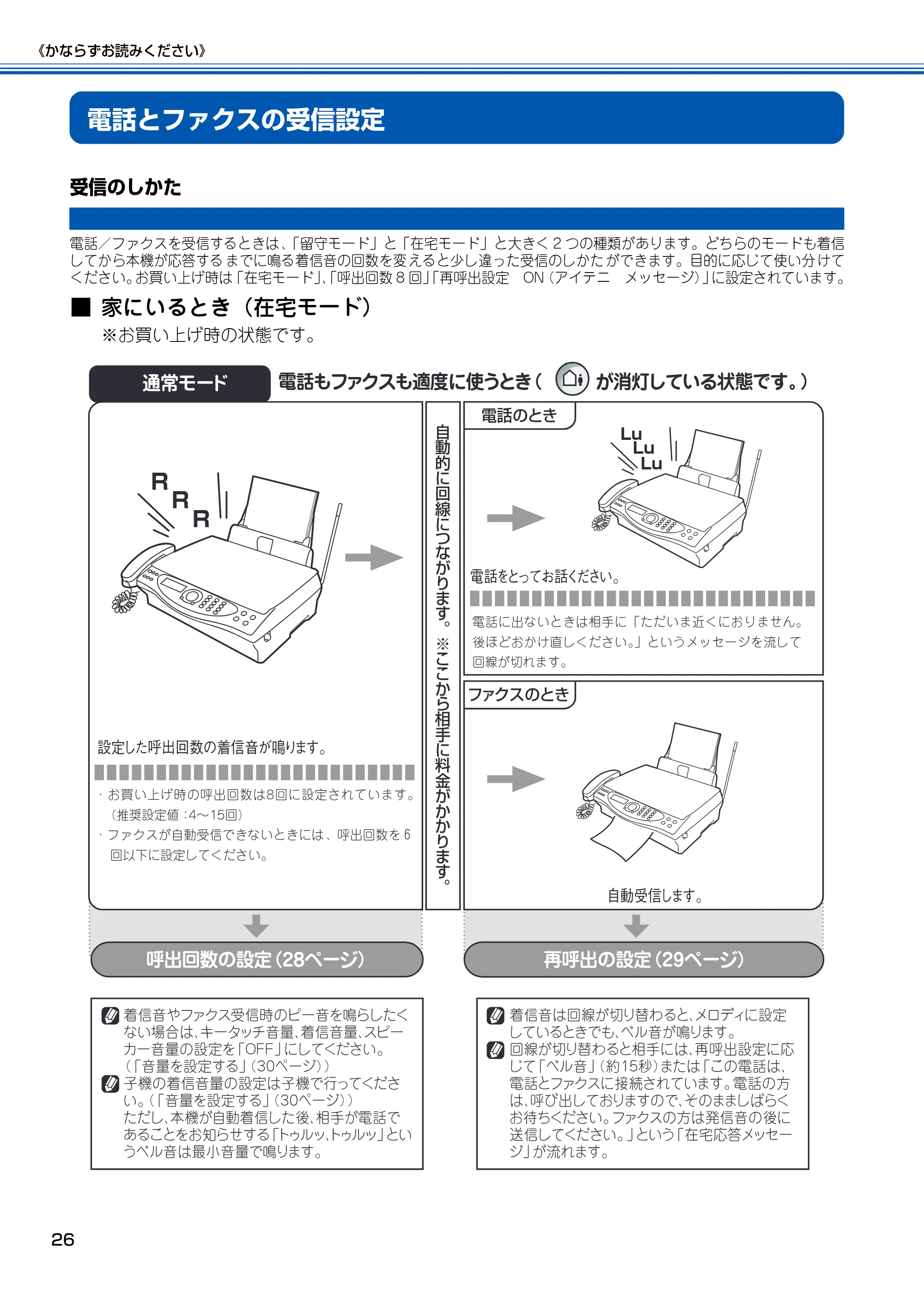 ブラザー MFC-150CL / MFC-150CLW 取扱説明書(本体) — 電話とファクスの受信設定 — 原本ページ — 27ページ