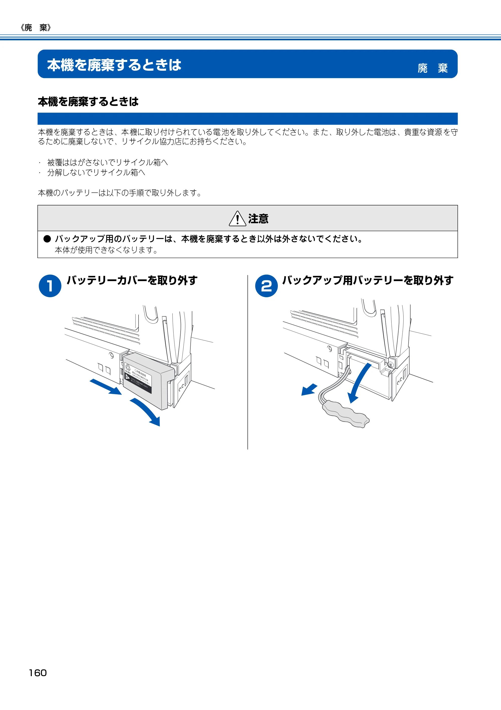 ブラザー MFC-150CL / MFC-150CLW 取扱説明書(本体) — 廃 棄 — 原本ページ — 161ページ