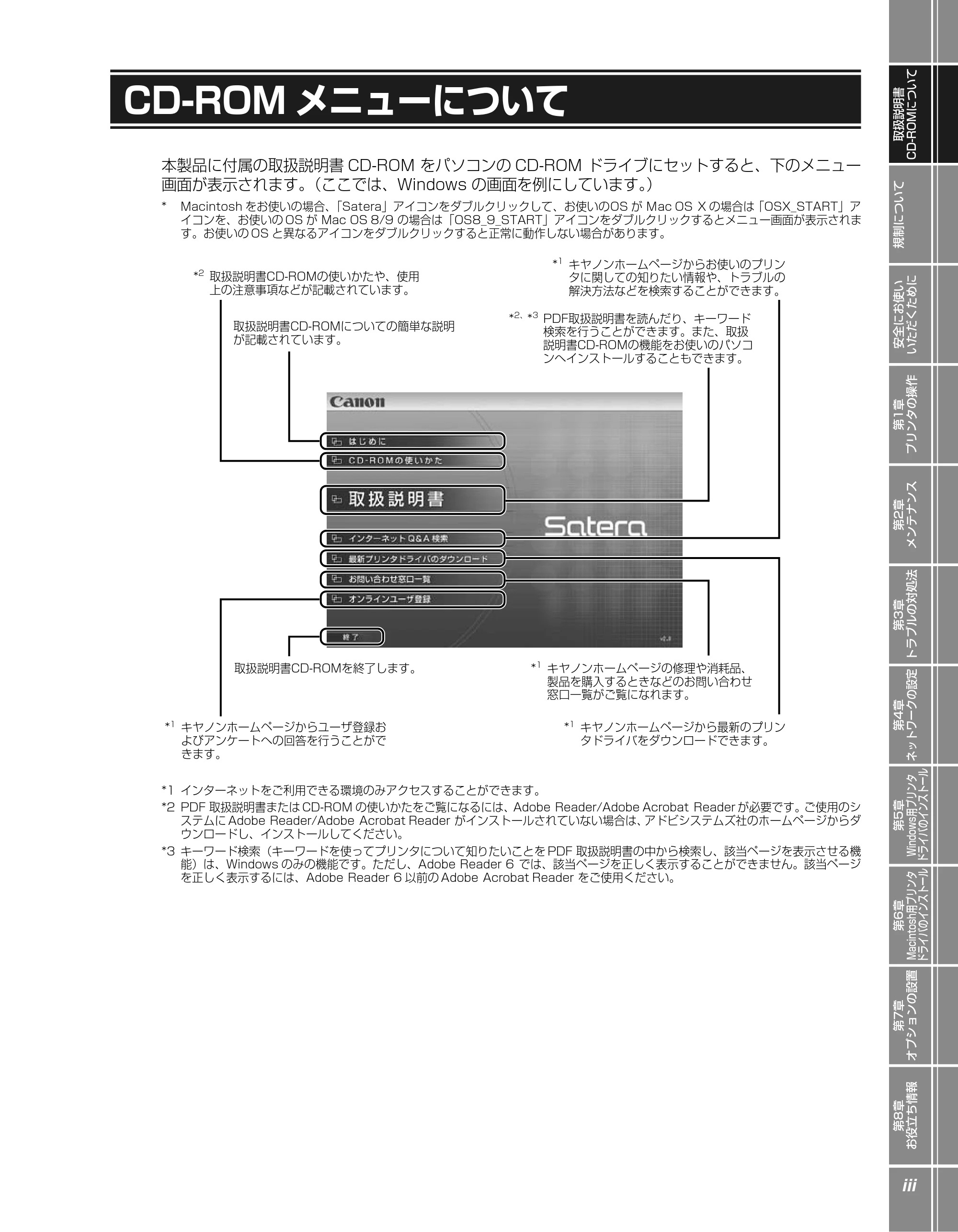 キヤノン LBP5900 かんたん操作ガイド 2006年4月18日更新 （PDF形式／7.24Mバイト） — CD-ROMメニューについて — 原本ページ — 5ページ