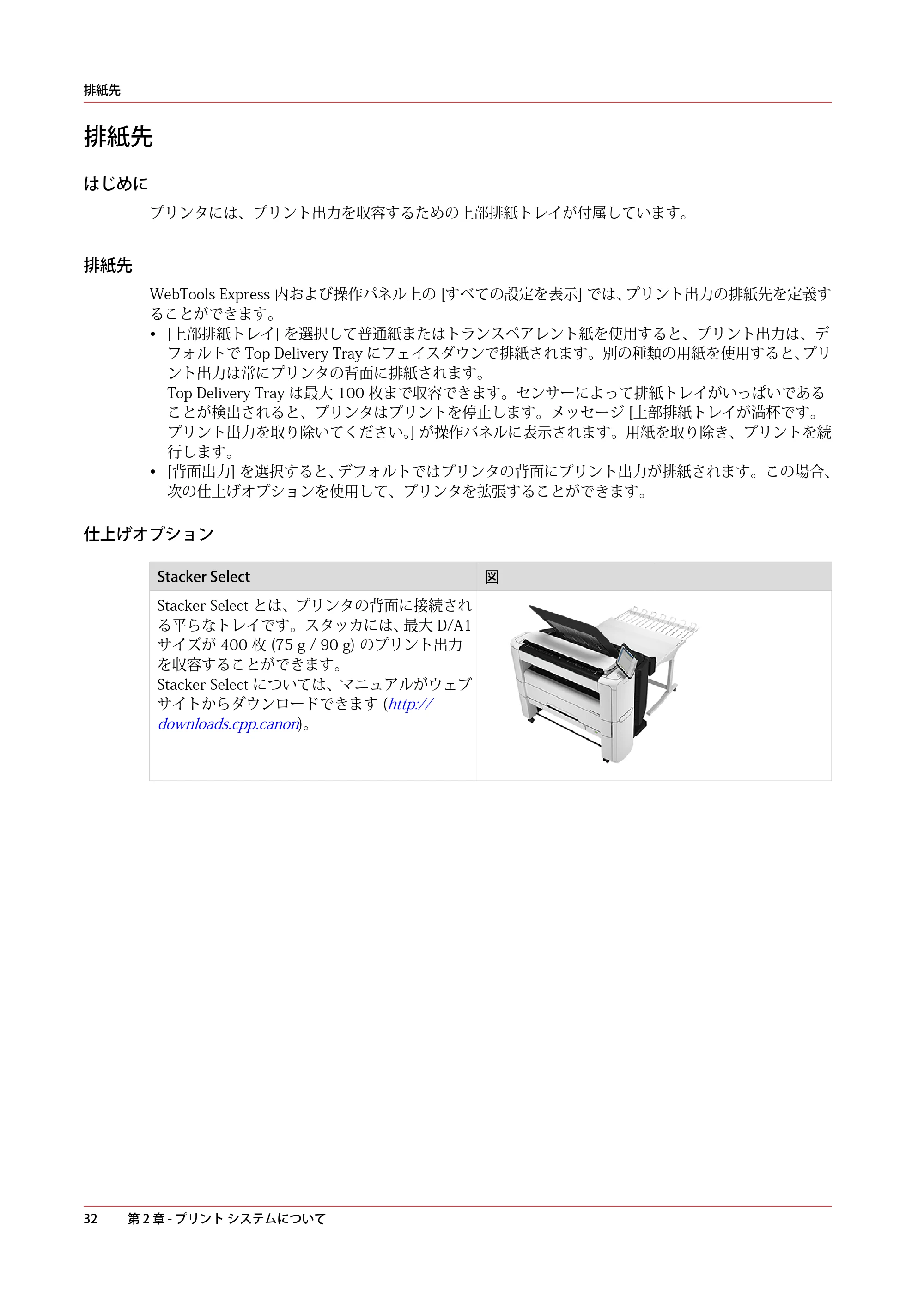 キヤノン plotWAVE T30/T35 操作ガイド 2024年9月6日掲載 （PDF形式／17.08Mバイト） — 排紙先 — 原本ページ — 32ページ