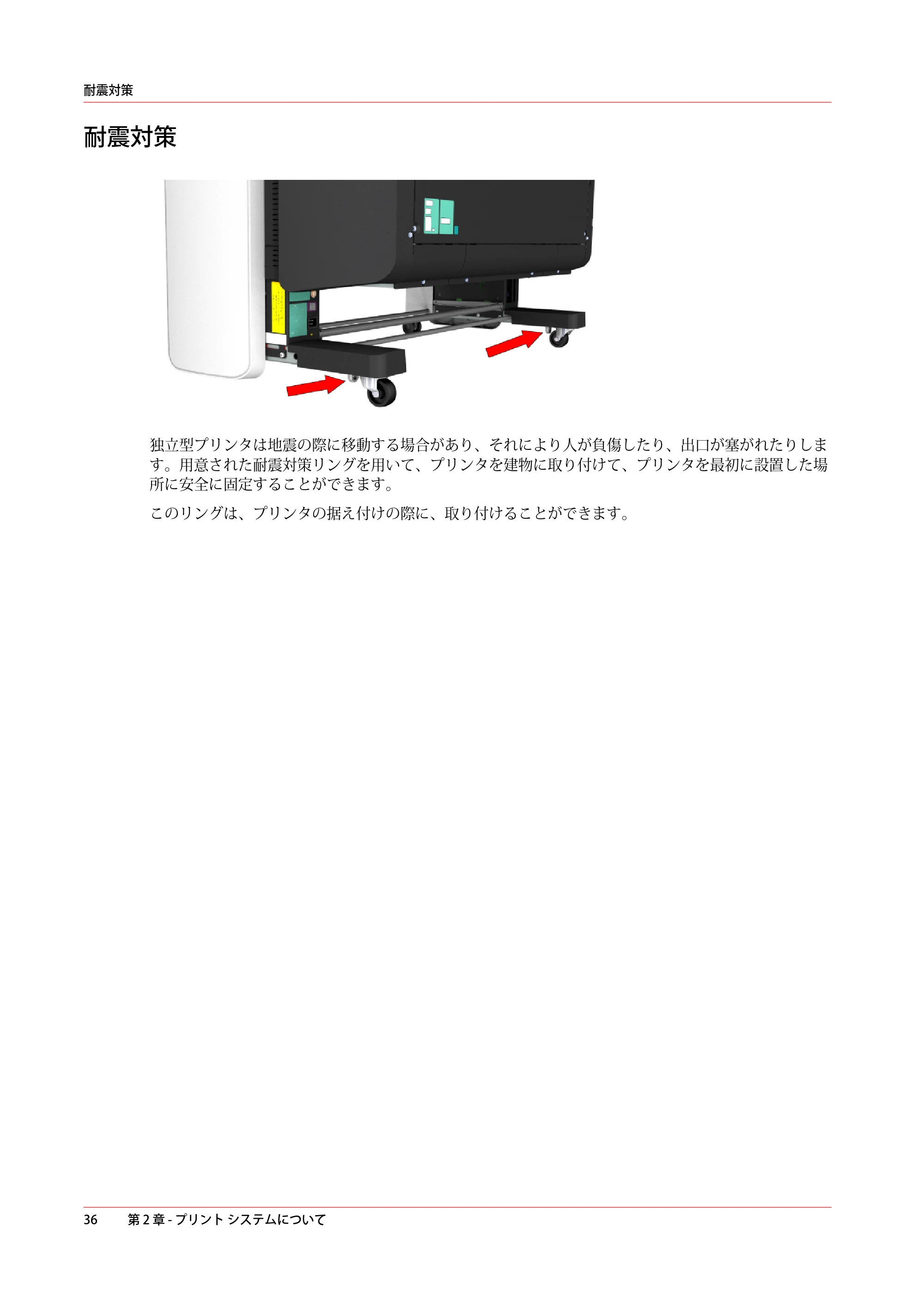 キヤノン plotWAVE T30/T35 操作ガイド 2024年9月6日掲載 （PDF形式／17.08Mバイト） — 耐震対策 — 原本ページ — 36ページ
