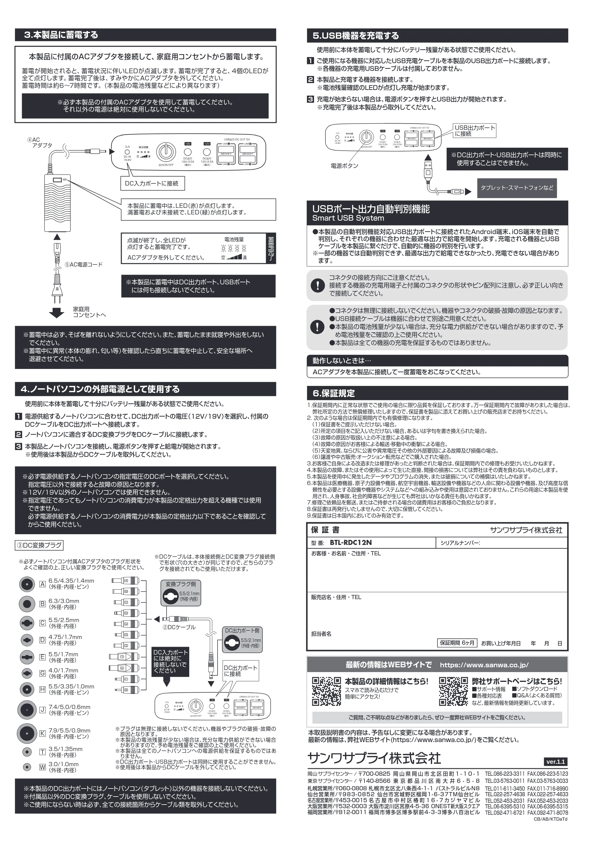 サンワサプライ BTL-RDC12N 取扱説明書 — 原本ページ — 2ページ