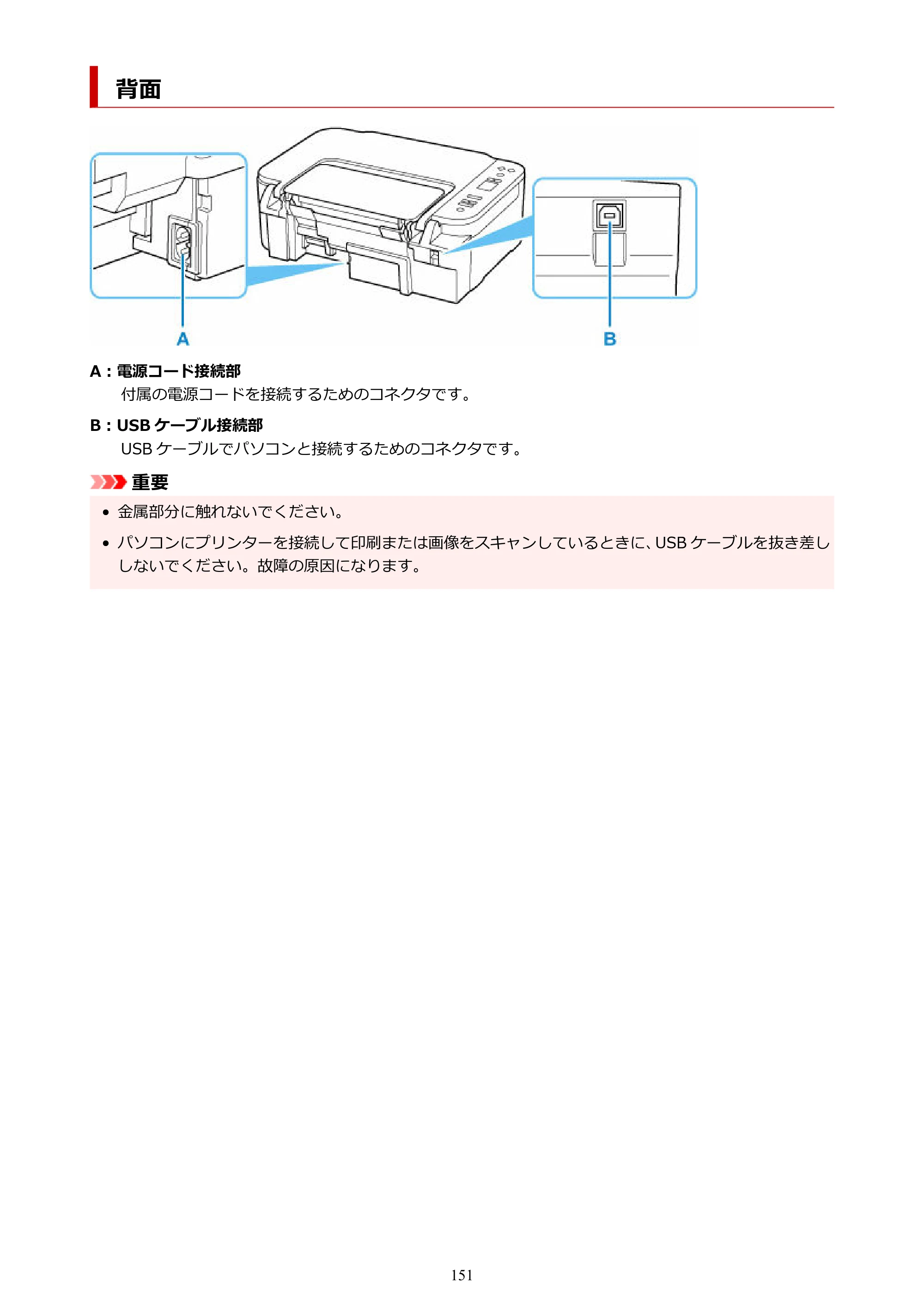キヤノン PIXUS TS3730 PIXUS TS3700（PDF）電子マニュアル（Windows／Mac） 2026年1月27日掲載（PDF：4.9MB） — 背面 — 原本ページ — 151ページ